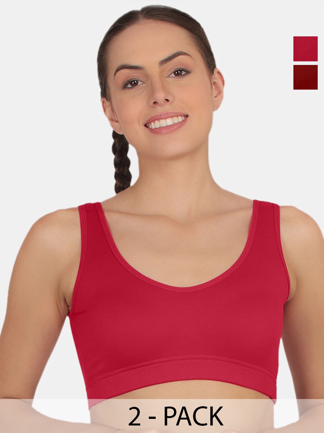 POOJA RAGENEE Pack Of 2 Full Coverage Anti Odour Workout Bra With All Day Comfort, Magenta
POOJA RAGENEE Pack Of 2 Full Coverage Anti Odour Workout Bra With All Day Comfort, Magenta
