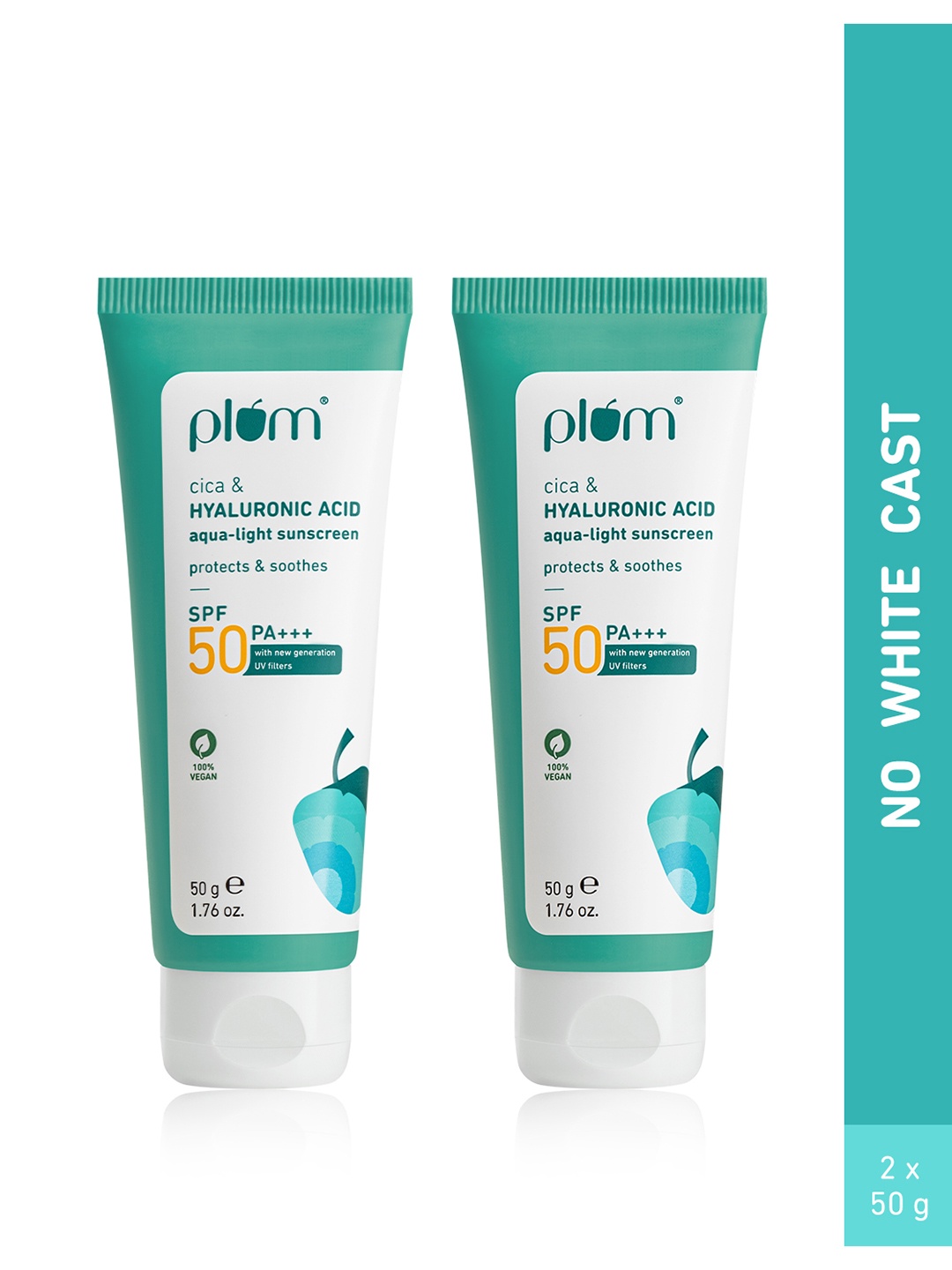 Plum Set of 2 Cica & Hyaluronic Acid Aqua Light SPF50 PA+++ Sunscreen - 50 g each, Blue
Plum Set of 2 Cica & Hyaluronic Acid Aqua Light SPF50 PA+++ Sunscreen - 50 g each, Blue
