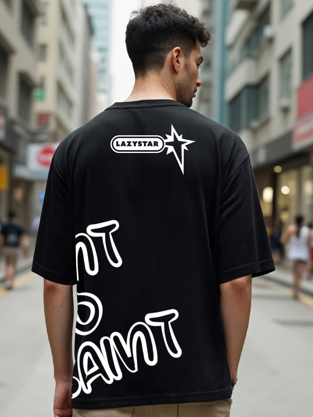 Bewakoof Lazystar Graphic Printed Drop-Shoulder Sleeves Oversized Cotton T-shirt, Black
Bewakoof Lazystar Graphic Printed Drop-Shoulder Sleeves Oversized Cotton T-shirt, Black