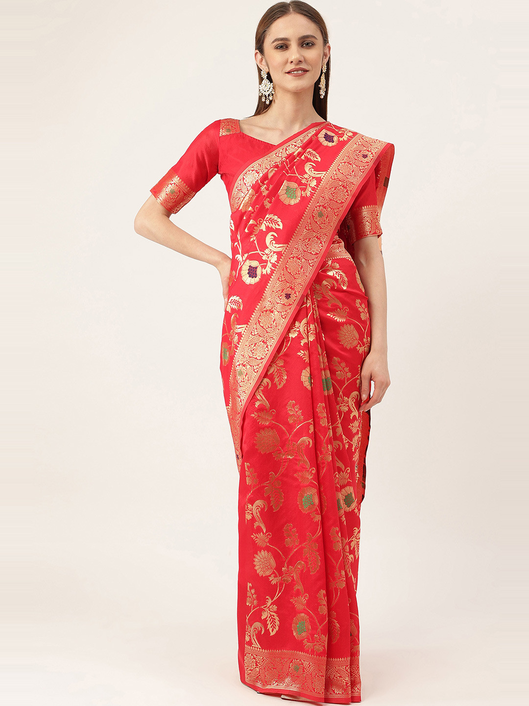 MANVAA Woven Design Zari Banarasi Saree, Red 
MANVAA Woven Design Zari Banarasi Saree, Red
