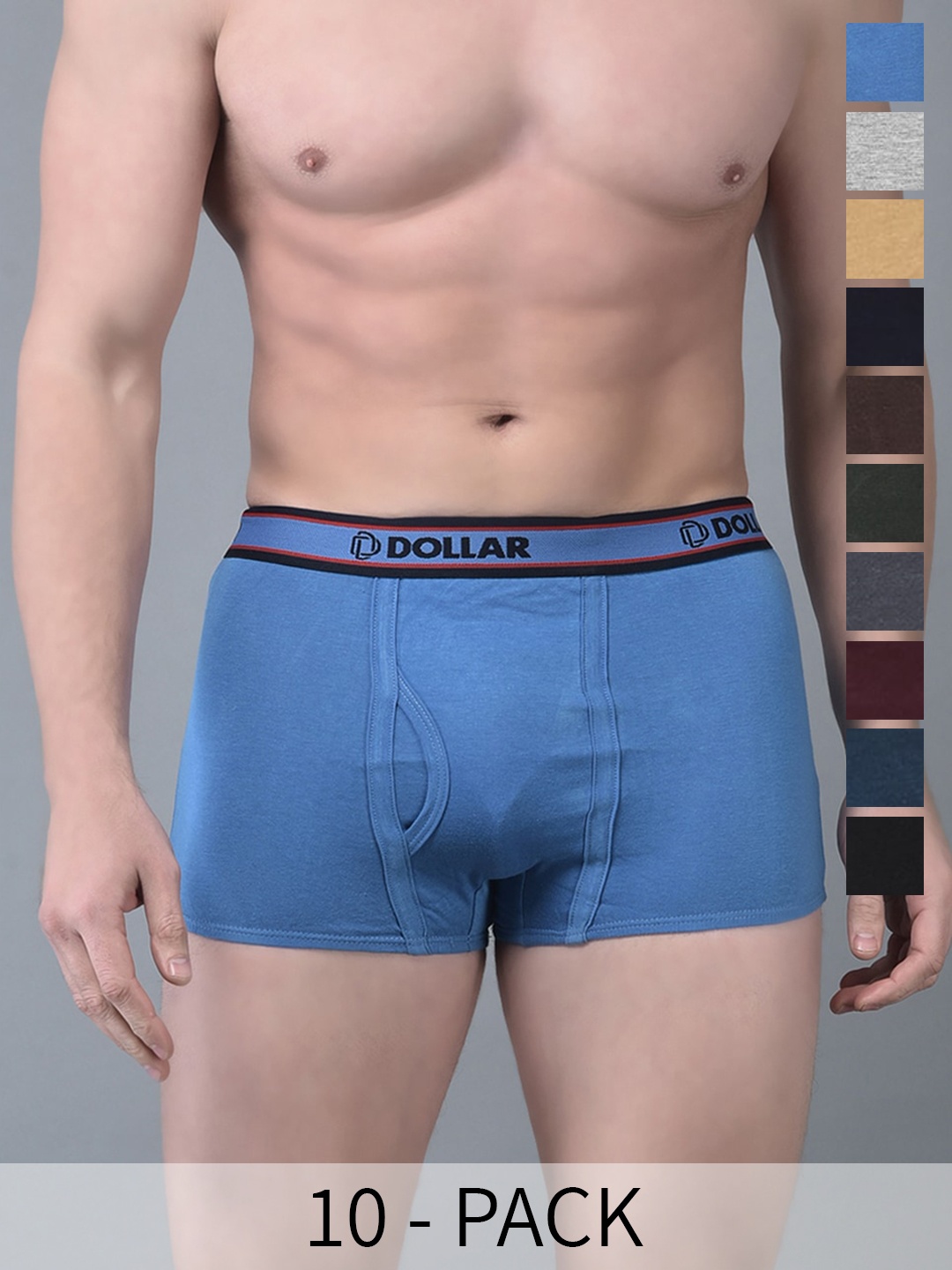 Dollar Bigboss Men Solid Pack of 10 Combed Cotton Double Pouch Support Trunk, Assorted
Dollar Bigboss Men Solid Pack of 10 Combed Cotton Double Pouch Support Trunk, Assorted
