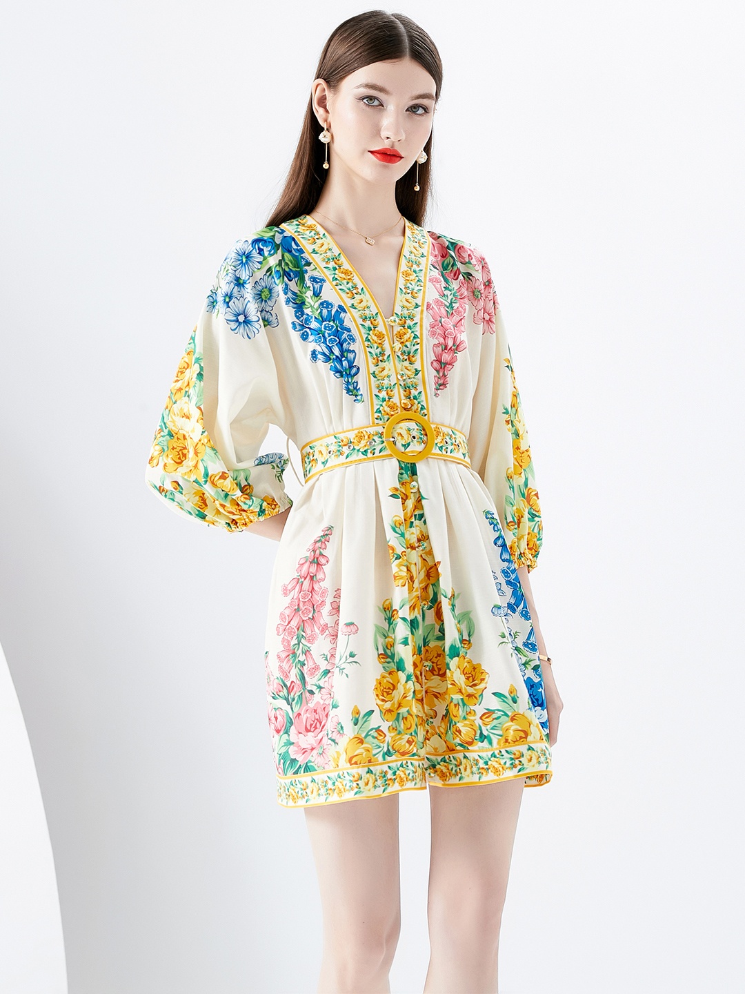 JC Collection Floral Printed V-Neck Puff Sleeves Fit & Flare Mini Dress With Belt, Beige
JC Collection Floral Printed V-Neck Puff Sleeves Fit & Flare Mini Dress With Belt, Beige
