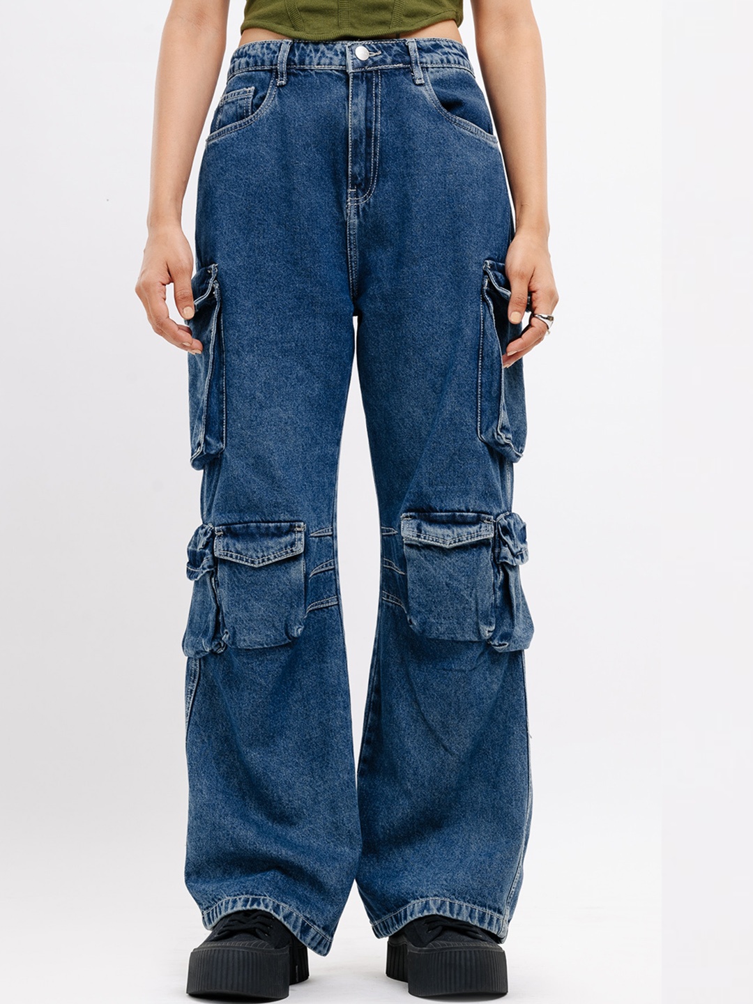 FREAKINS Women Straight Fit High-Rise Clean Look Light Fade Cotton Cargo Jeans, Blue
FREAKINS Women Straight Fit High-Rise Clean Look Light Fade Cotton Cargo Jeans, Blue