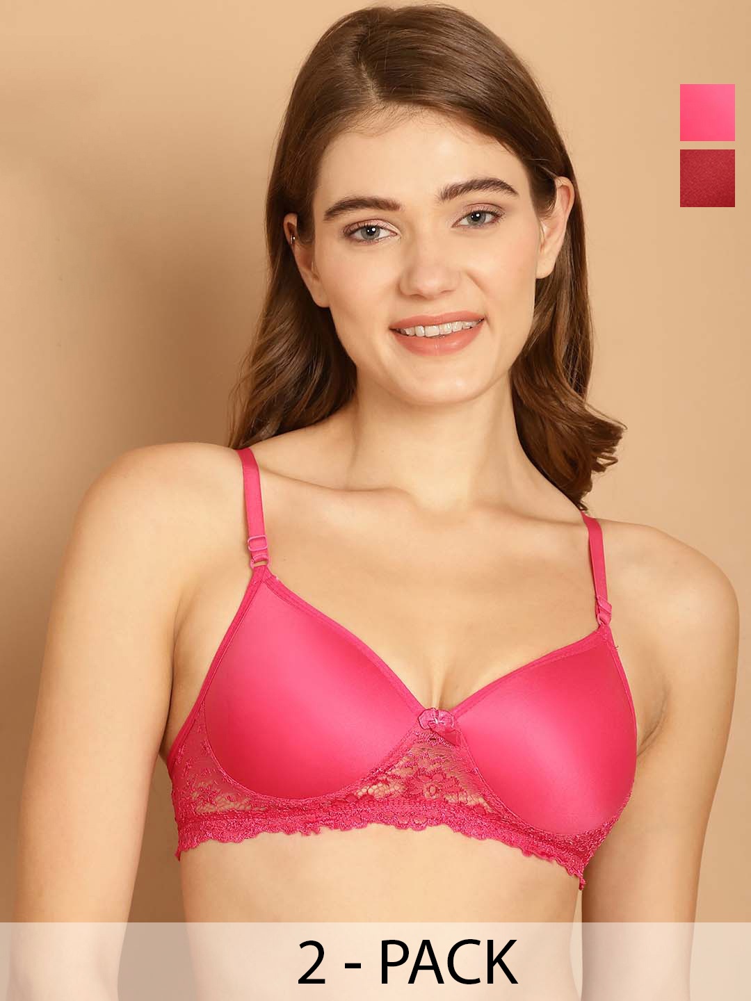 Friskers Pack Of 2 Medium Coverage Dry Fit Balconette Bras With All Day Comfort, Pink
Friskers Pack Of 2 Medium Coverage Dry Fit Balconette Bras With All Day Comfort, Pink