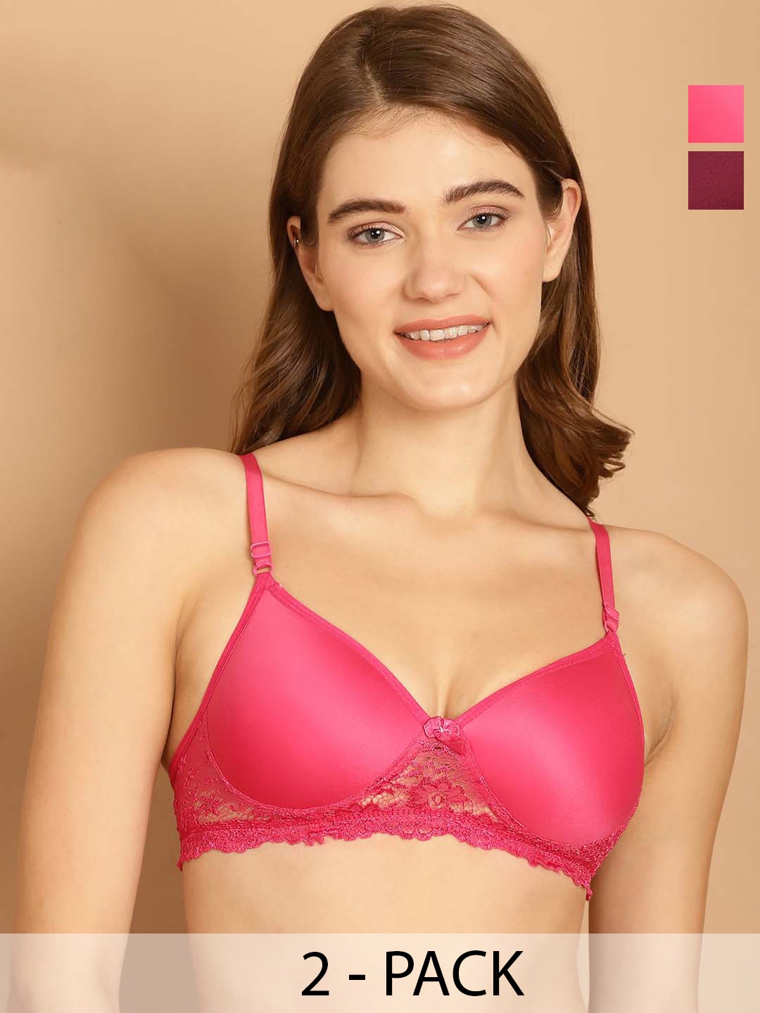Friskers Pack Of 2 Medium Coverage Dry Fit Balconette Bras With All Day Comfort, Pink
Friskers Pack Of 2 Medium Coverage Dry Fit Balconette Bras With All Day Comfort, Pink