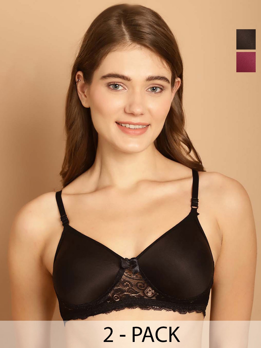 Friskers Pack Of 2 Medium Coverage Lightly Padded T-shirt Bra- All Day Comfort, Black
Friskers Pack Of 2 Medium Coverage Lightly Padded T-shirt Bra- All Day Comfort, Black