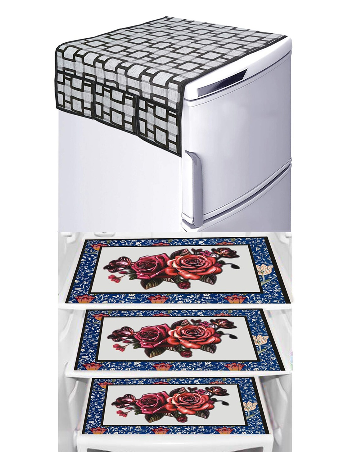 Dakshya Industries Blue & Black 4 Pieces Floral Printed Refrigerator Cover & Mats
Dakshya Industries Blue & Black 4 Pieces Floral Printed Refrigerator Cover & Mats