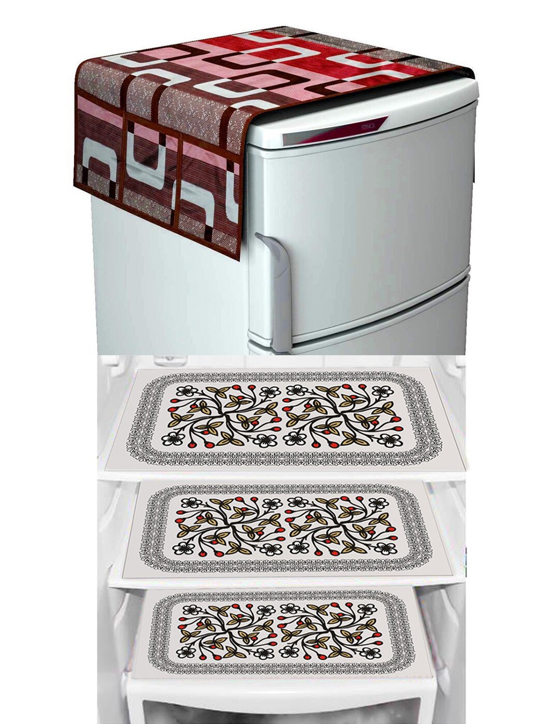 Dakshya Industries Black & Maroon 4 Pieces Geometric Print Waterproof Fridge Cover & Mats
Dakshya Industries Black & Maroon 4 Pieces Geometric Print Waterproof Fridge Cover & Mats
