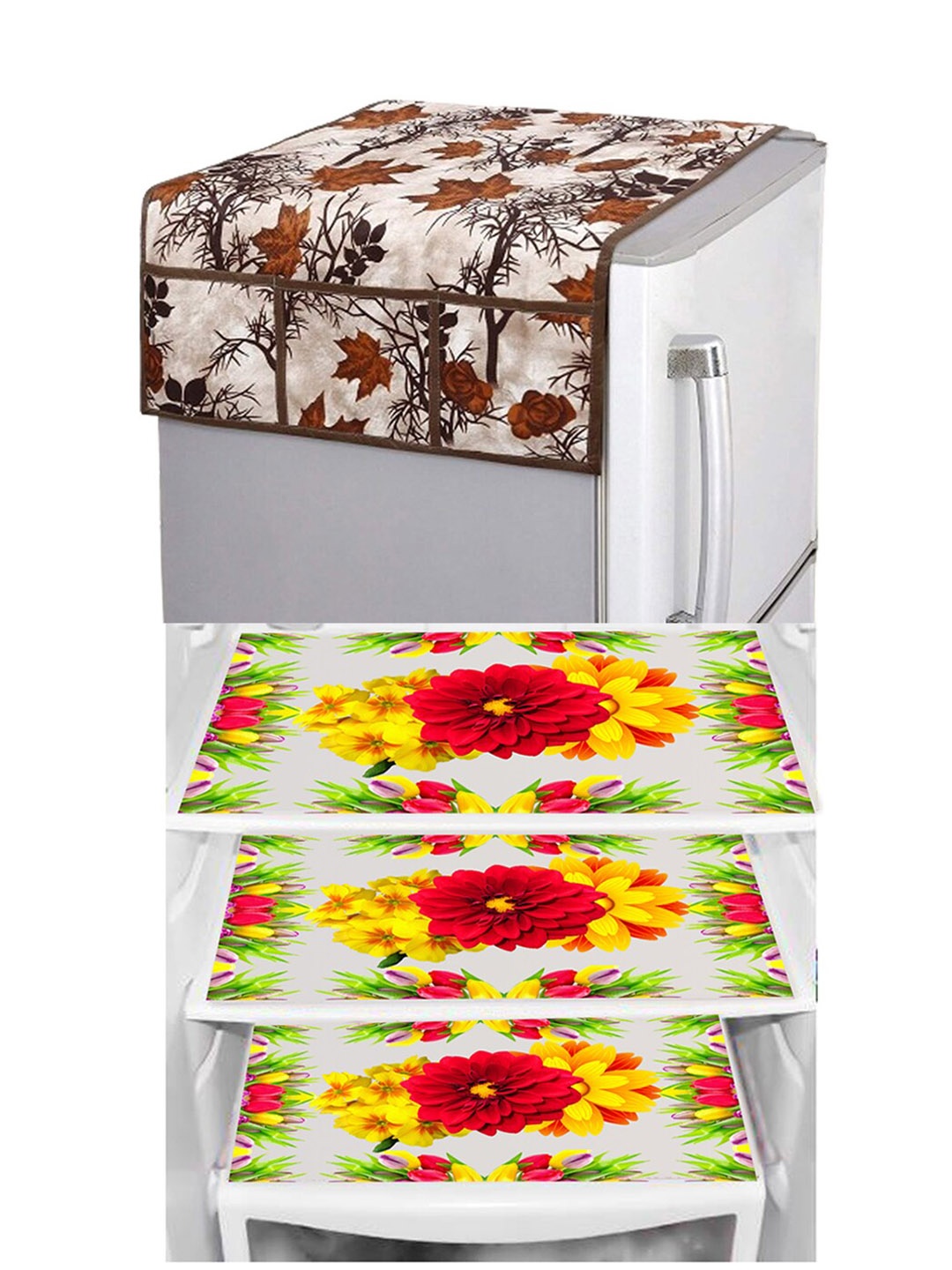 Dakshya Industries Yellow & Brown Floral Printed Waterproof Fridge Cover & 3 Fridge Mats
Dakshya Industries Yellow & Brown Floral Printed Waterproof Fridge Cover & 3 Fridge Mats