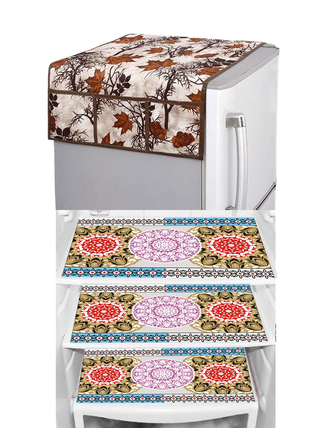 Dakshya Industries Brown & Red 4 Pieces Floral Printed Waterproof Fridge Cover With Mats
Dakshya Industries Brown & Red 4 Pieces Floral Printed Waterproof Fridge Cover With Mats