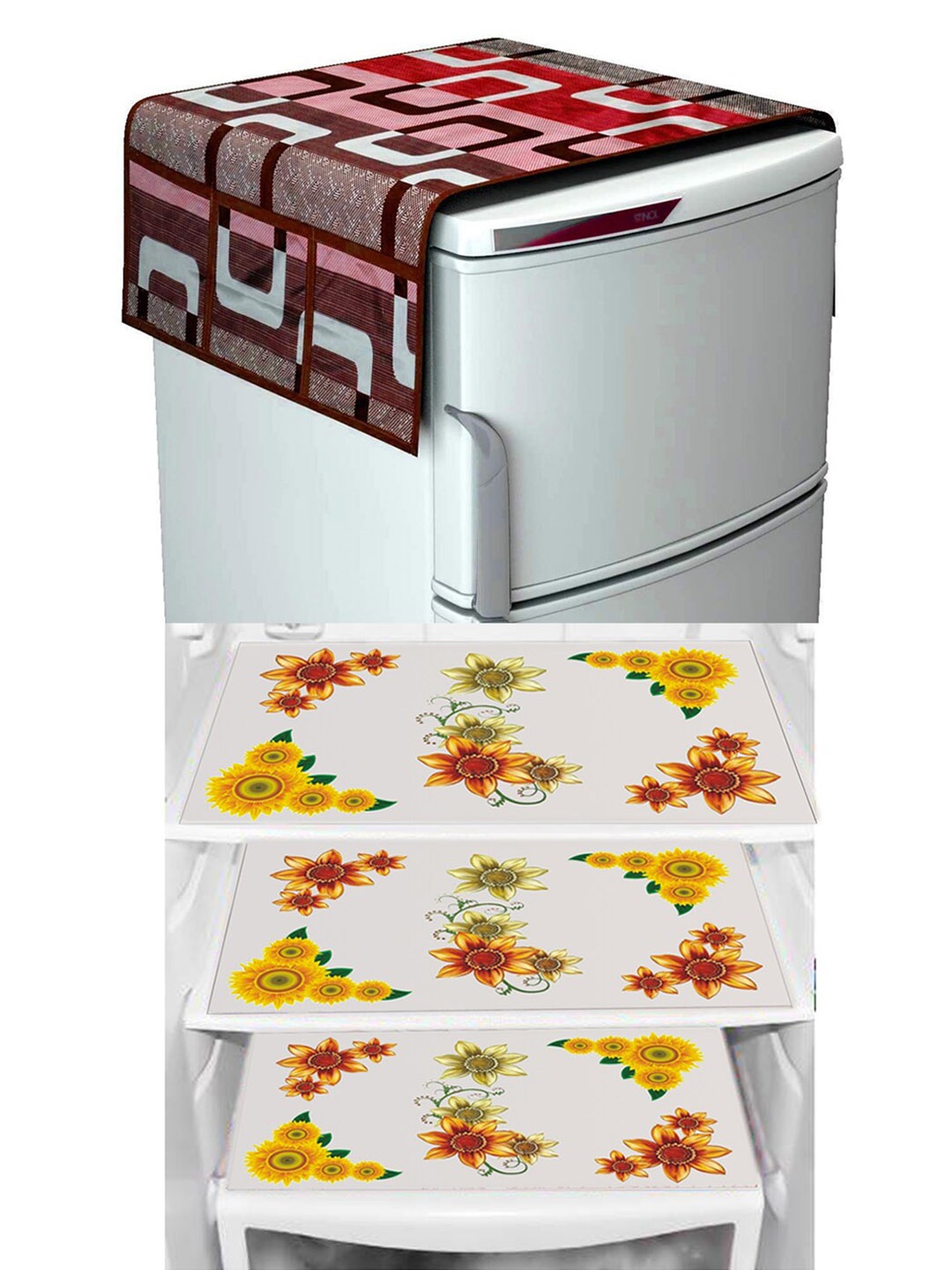 Dakshya Industries Red & Yellow 4 Pieces Floral Printed Refrigerator Cover & Mat
Dakshya Industries Red & Yellow 4 Pieces Floral Printed Refrigerator Cover & Mat
