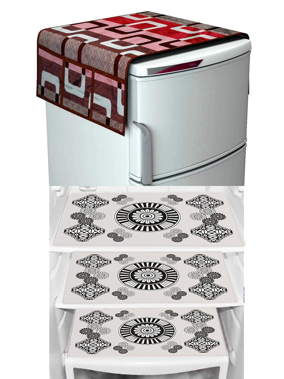 Dakshya Industries Maroon & White Geometric Print Waterproof Fridge Cover & 3 Fridge Mats
Dakshya Industries Maroon & White Geometric Print Waterproof Fridge Cover & 3 Fridge Mats