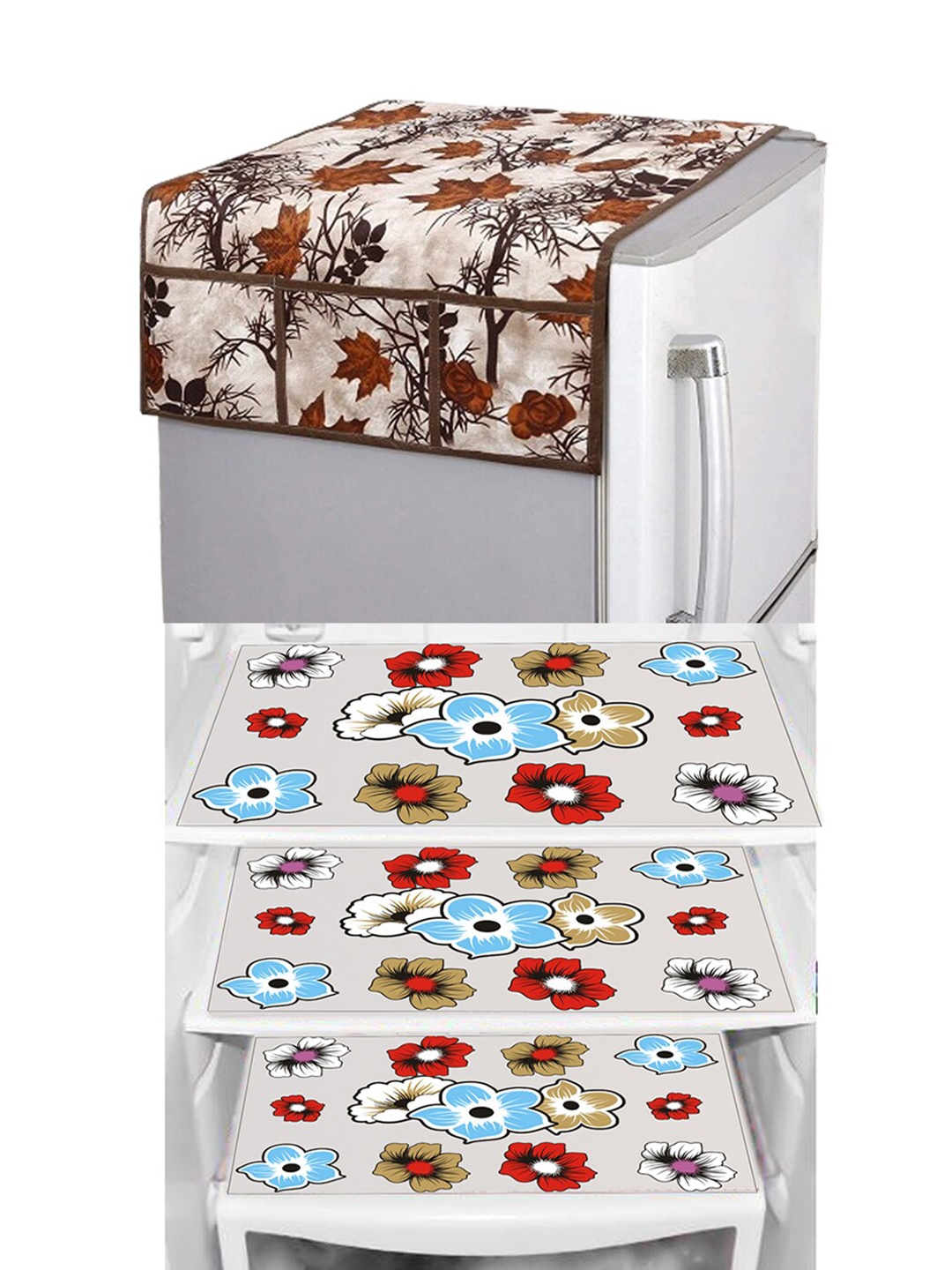 Dakshya Industries Brown 4 Pcs Floral Printed Waterproof Fridge Cover With Fridge Mats
Dakshya Industries Brown 4 Pcs Floral Printed Waterproof Fridge Cover With Fridge Mats