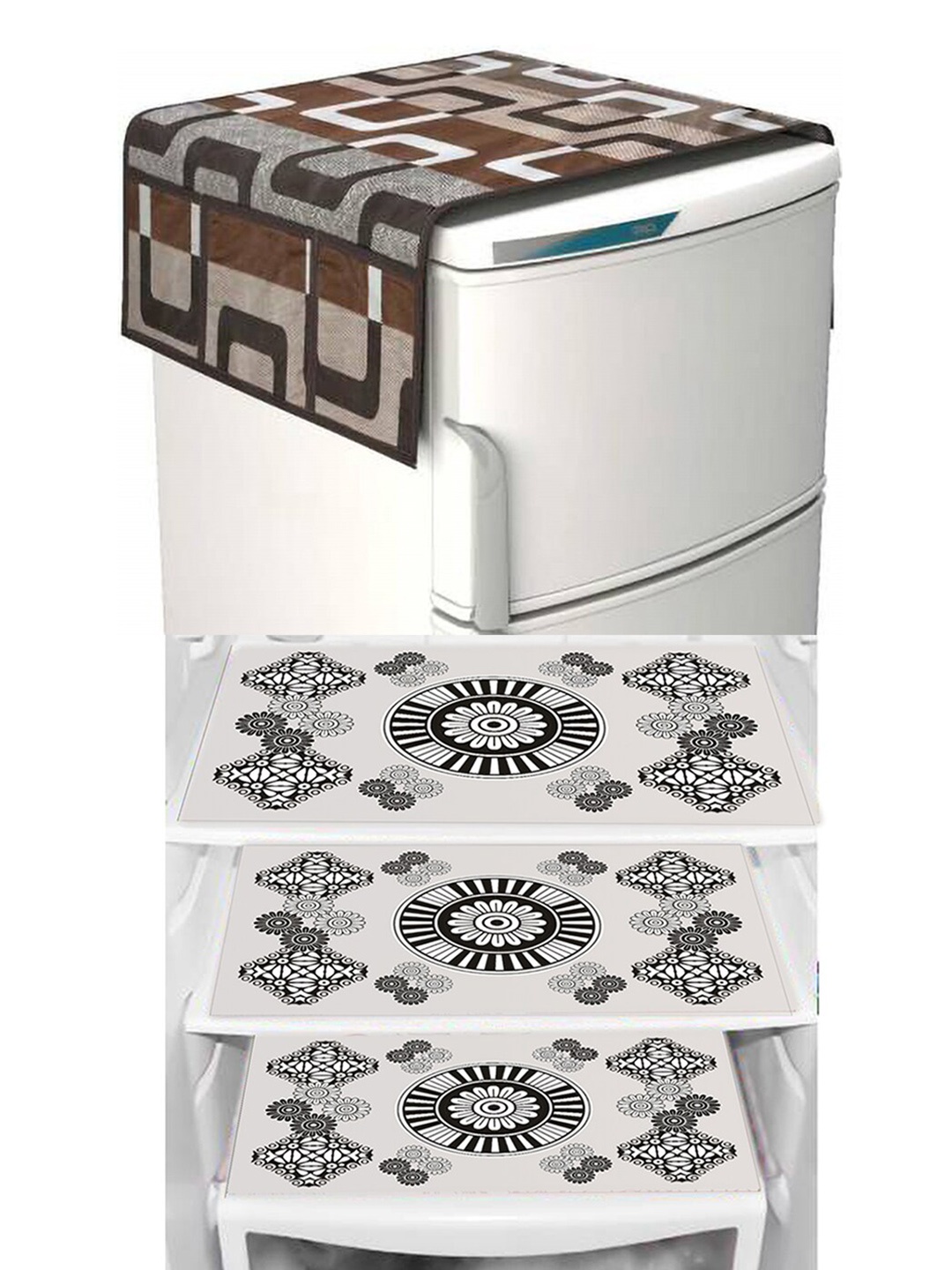 Dakshya Industries Brown 4 Pieces Geometric Printed Waterproof Fridge Cover & Fridge Mats, White
Dakshya Industries Brown 4 Pieces Geometric Printed Waterproof Fridge Cover & Fridge Mats, White