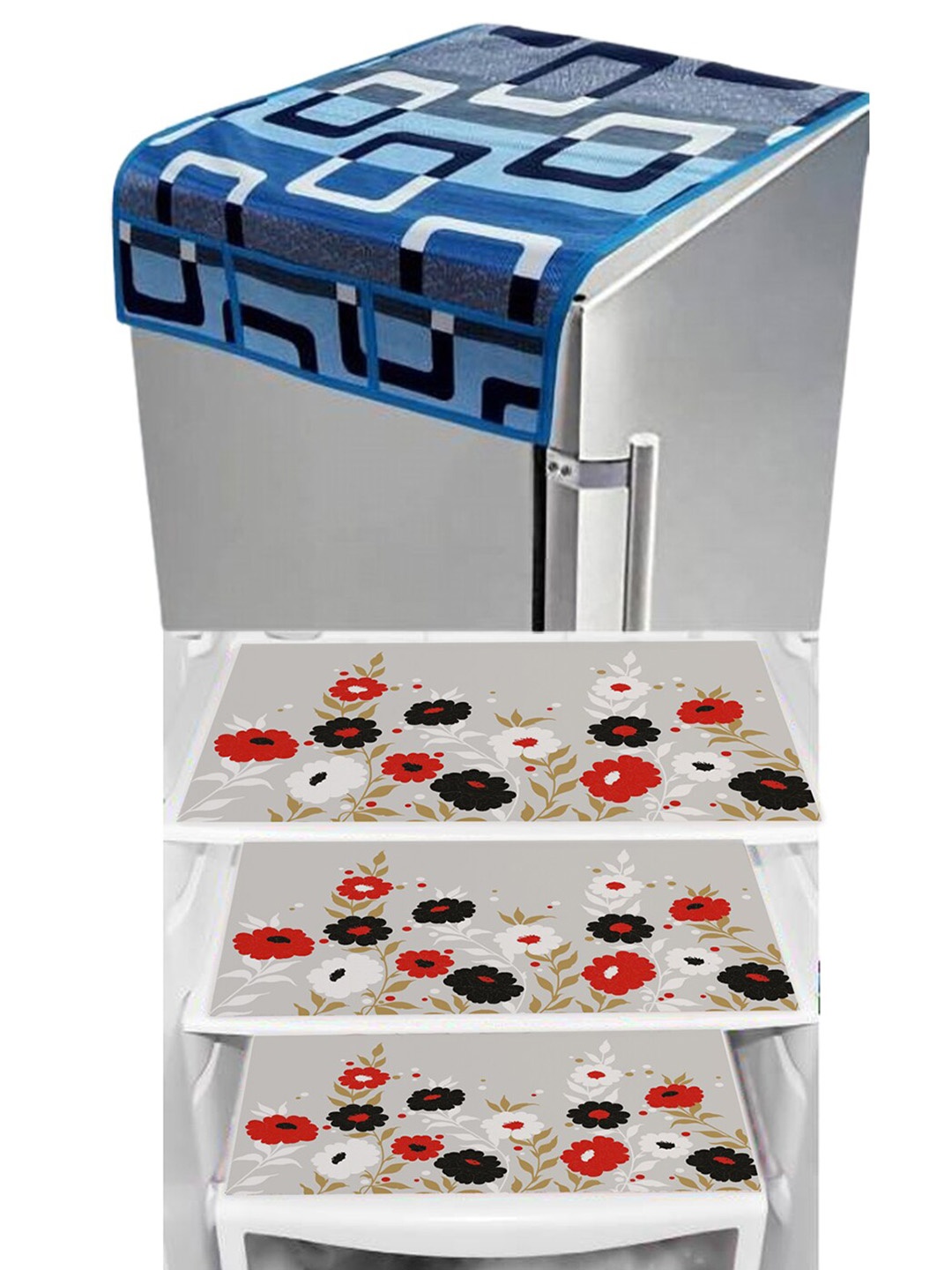 Dakshya Industries Blue & Beige Geometric Printed Waterproof Fridge Cover & 3 Fridge Mats
Dakshya Industries Blue & Beige Geometric Printed Waterproof Fridge Cover & 3 Fridge Mats