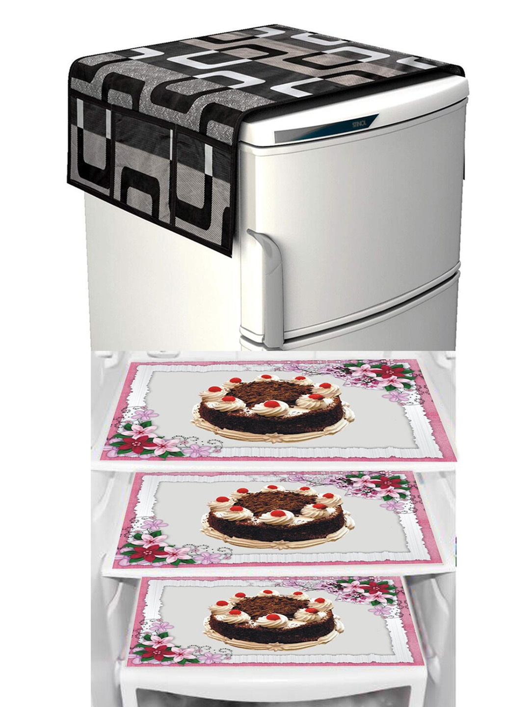 Dakshya Industries Brown & Black 4 Pieces Floral Printed Refrigerator Cover & Drawer Mats
Dakshya Industries Brown & Black 4 Pieces Floral Printed Refrigerator Cover & Drawer Mats