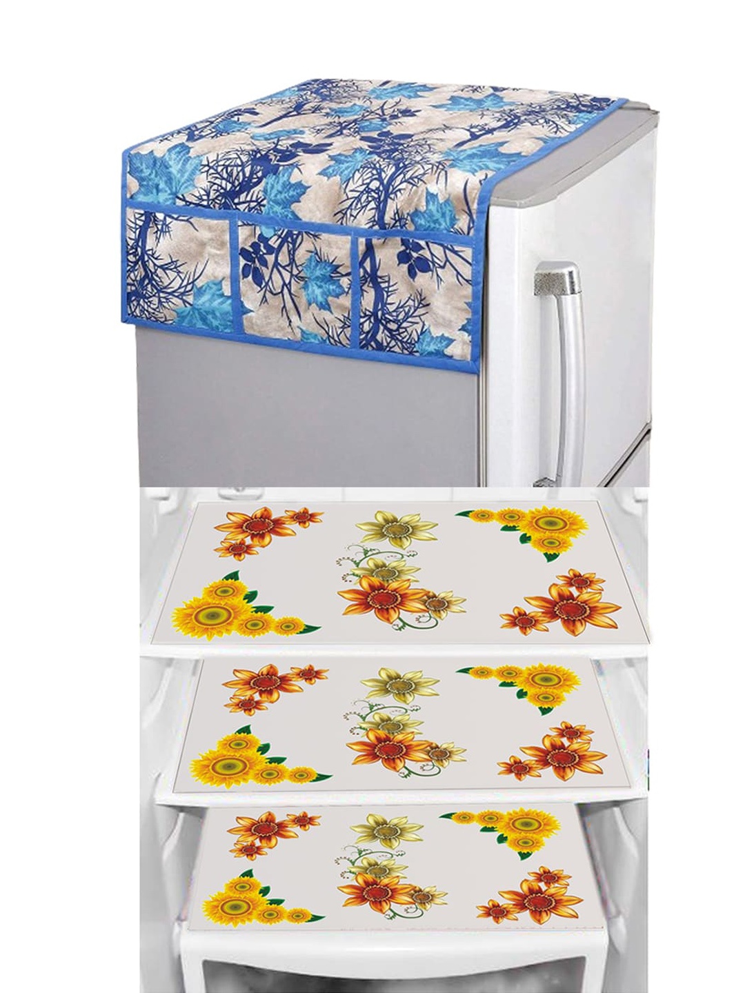 Dakshya Industries Yellow & Blue Floral Printed Waterproof Fridge Cover With 3 Fridge Mats
Dakshya Industries Yellow & Blue Floral Printed Waterproof Fridge Cover With 3 Fridge Mats