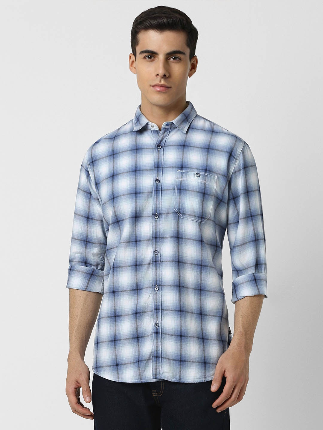 VAN HEUSEN DENIM LABS Slim Fit Buffalo Checked Spread Collar Cotton Casual Shirt, Blue
VAN HEUSEN DENIM LABS Slim Fit Buffalo Checked Spread Collar Cotton Casual Shirt, Blue