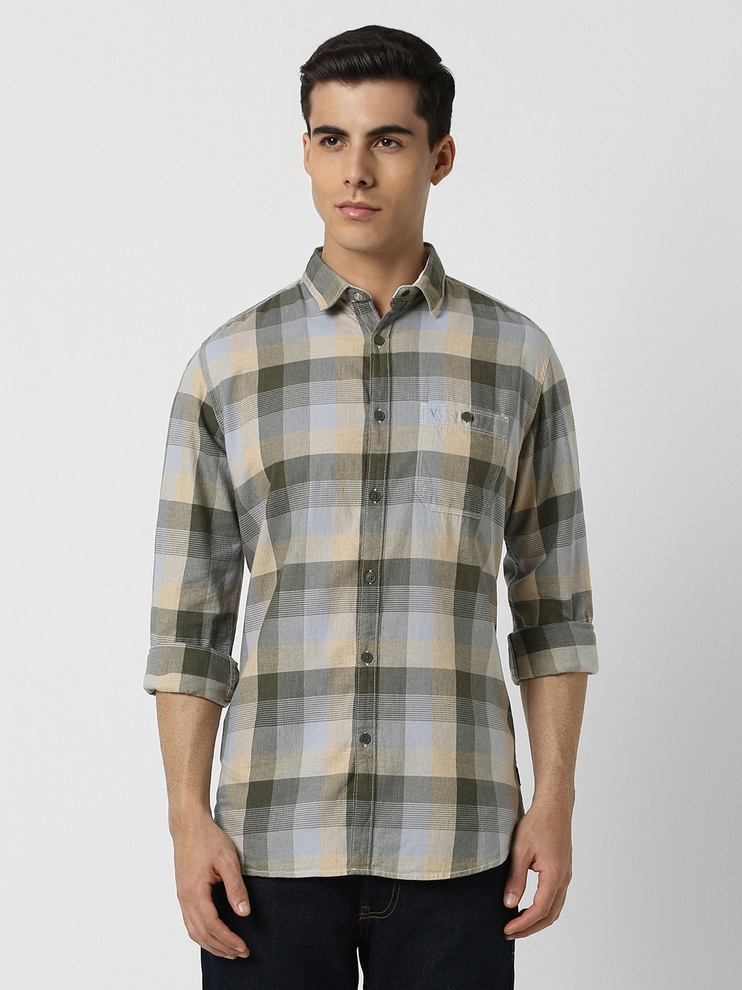 VAN HEUSEN DENIM LABS Slim Fit Tartan Checked Spread Collar Cotton Casual Shirt, Grey
VAN HEUSEN DENIM LABS Slim Fit Tartan Checked Spread Collar Cotton Casual Shirt, Grey