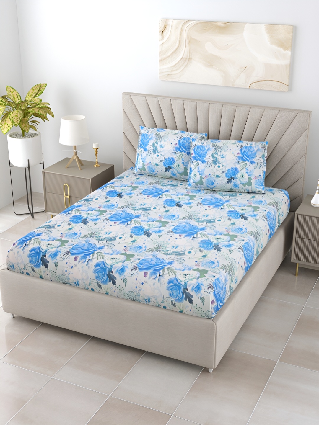 BOMBAY DYEING ELIXIR Blue Floral Printed 144 TC Cotton King Bedsheet & 2 Pillow Covers
BOMBAY DYEING ELIXIR Blue Floral Printed 144 TC Cotton King Bedsheet & 2 Pillow Covers