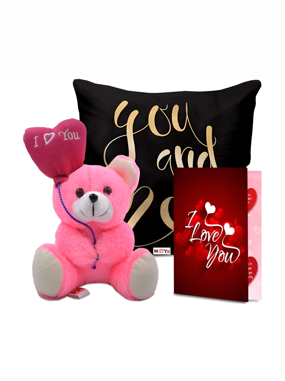 ME & YOU Brown & Pink 3 Pieces Printed Cushion Teddy & Greeting Card Valentine Gift Set
ME & YOU Brown & Pink 3 Pieces Printed Cushion Teddy & Greeting Card Valentine Gift Set