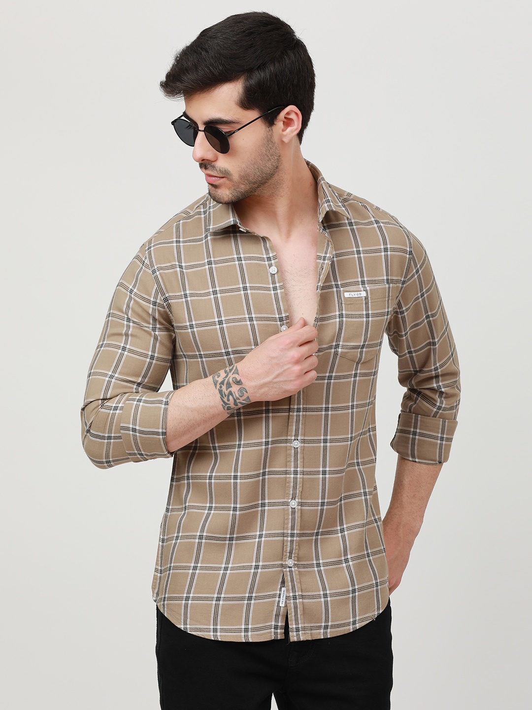 FLY 69 Spread Collar Premium Slim Fit Tartan Checked Casual Pure Cotton Shirt, Brown
FLY 69 Spread Collar Premium Slim Fit Tartan Checked Casual Pure Cotton Shirt, Brown