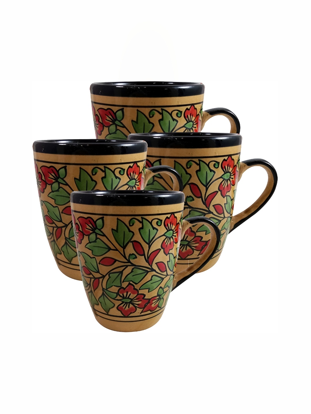 INDIA MEETS INDIA Brown & Green 4 Pieces Printed Glossy Finish Ceramic Cups 250 ml Each
INDIA MEETS INDIA Brown & Green 4 Pieces Printed Glossy Finish Ceramic Cups 250 ml Each