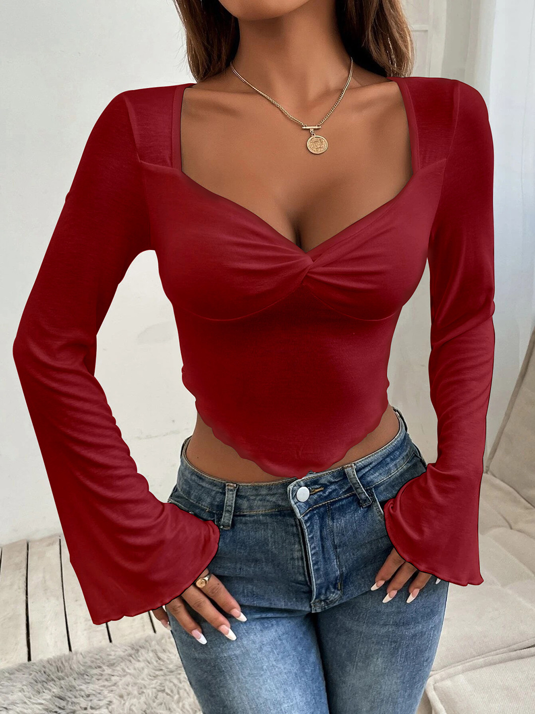 Stylecast X Slyck Sweetheart Neck Fitted Crop Top, Red
Stylecast X Slyck Sweetheart Neck Fitted Crop Top, Red