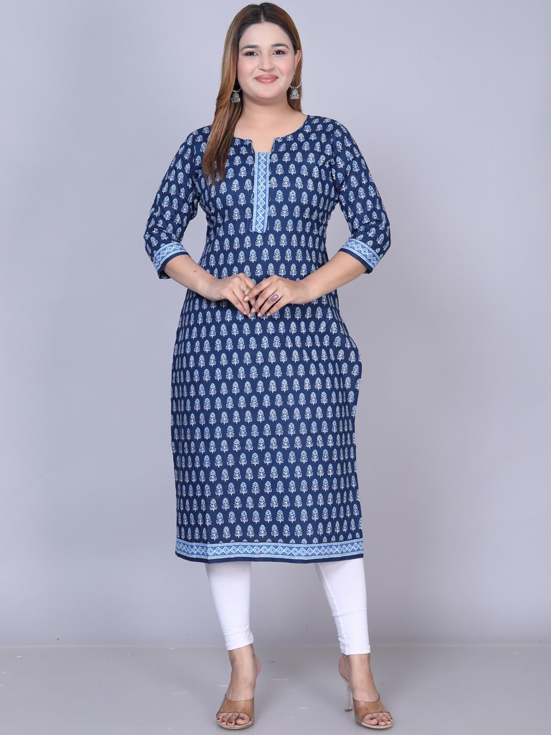 Jevi Prints Plus Size Ethnic Motifs Printed Notched Neck Cotton Straight Kurta, Blue
Jevi Prints Plus Size Ethnic Motifs Printed Notched Neck Cotton Straight Kurta, Blue