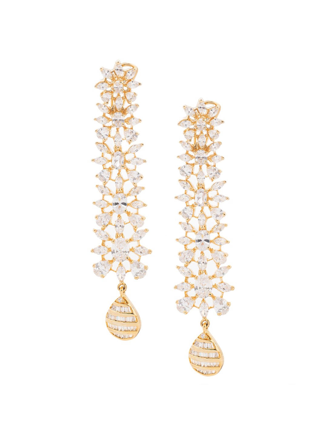 AURAA TRENDS Rhodium Plated American Diamond & Zircon Studded Contemporary Drop Earrings, Gold
AURAA TRENDS Rhodium Plated American Diamond & Zircon Studded Contemporary Drop Earrings, Gold