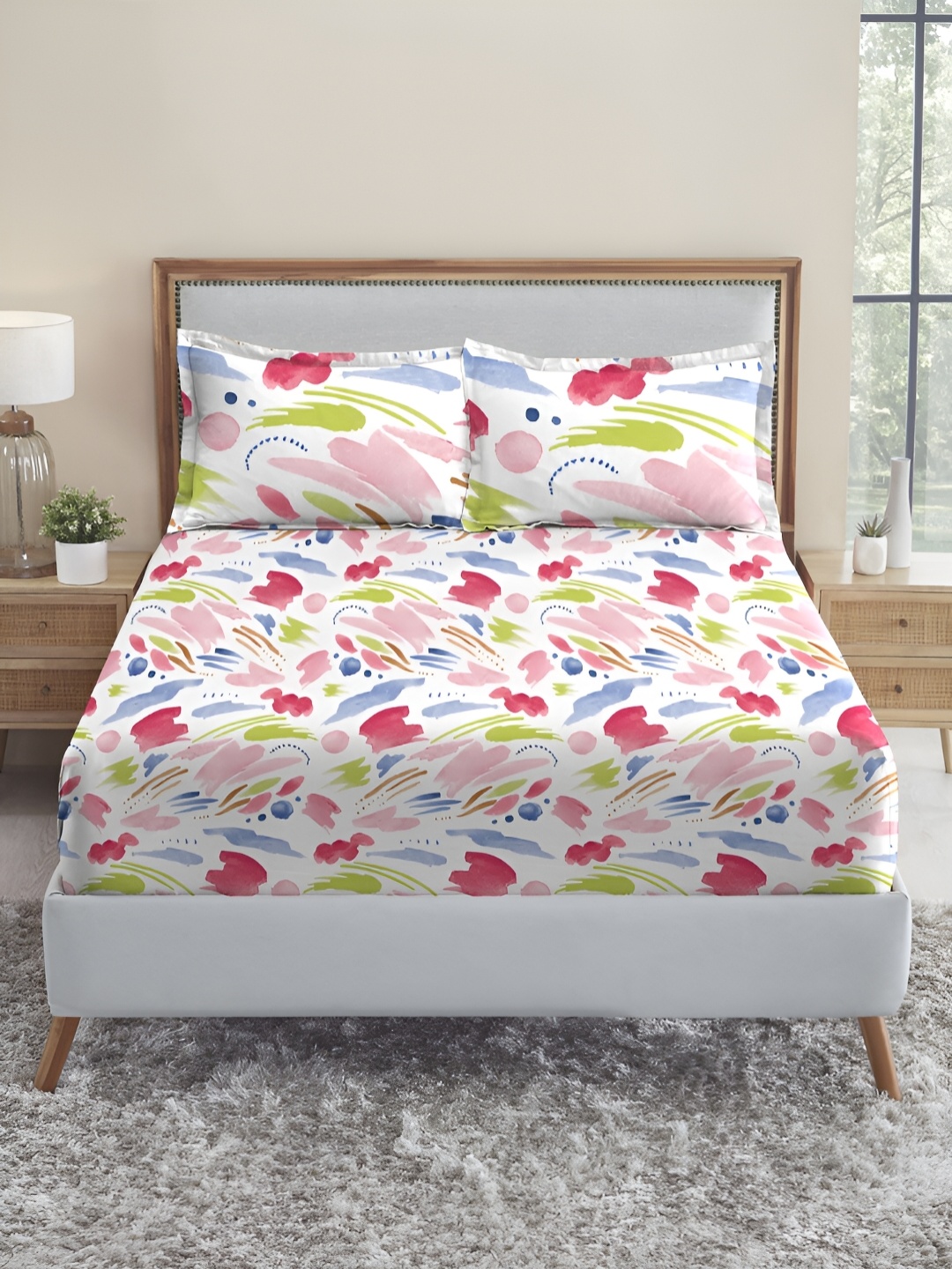 MYTRIDENT Sweet Temptation Soft Comfort Flat 210TC King Pure Cotton Bedsheet Set, White
MYTRIDENT Sweet Temptation Soft Comfort Flat 210TC King Pure Cotton Bedsheet Set, White