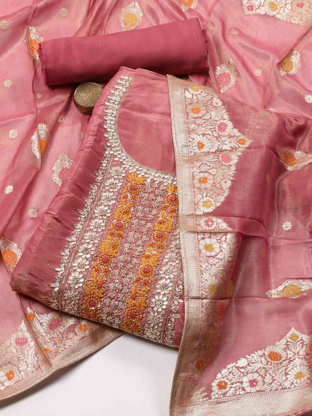 Meena Bazaar Geometric Embroidered Beads & Stones Detailed Unstitched Dress Material, Pink
Meena Bazaar Geometric Embroidered Beads & Stones Detailed Unstitched Dress Material, Pink