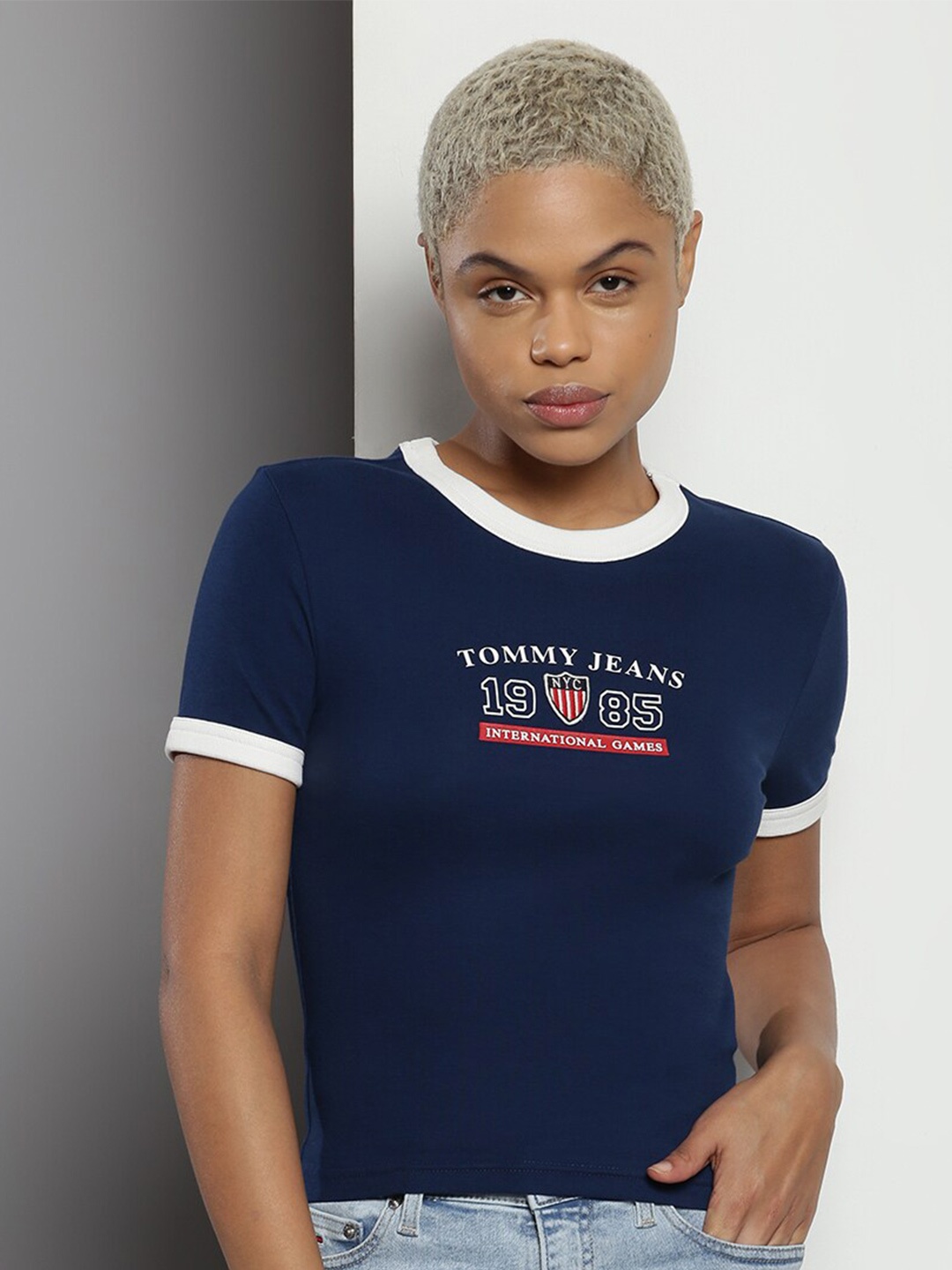 Tommy Hilfiger Typography Printed Round Neck Short Sleeves Cotton Regular T-shirt, Blue
Tommy Hilfiger Typography Printed Round Neck Short Sleeves Cotton Regular T-shirt, Blue