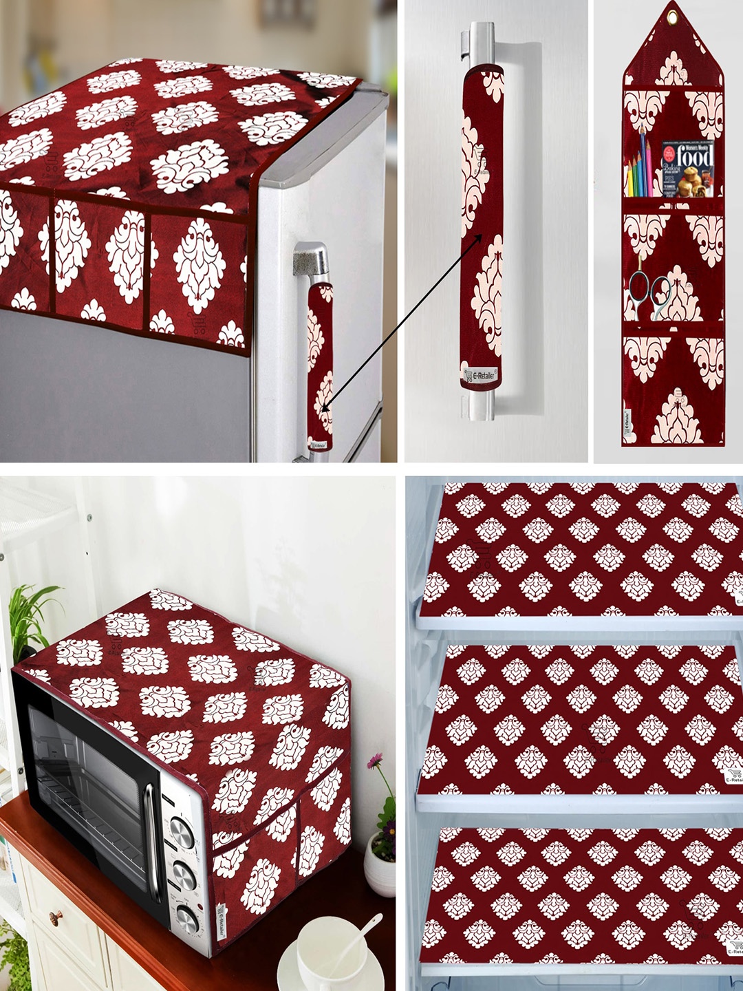E-Retailer Maroon 7 Pieces Printed Fridge & Oven Cover With Wall Hanging Storage Organiser
E-Retailer Maroon 7 Pieces Printed Fridge & Oven Cover With Wall Hanging Storage Organiser