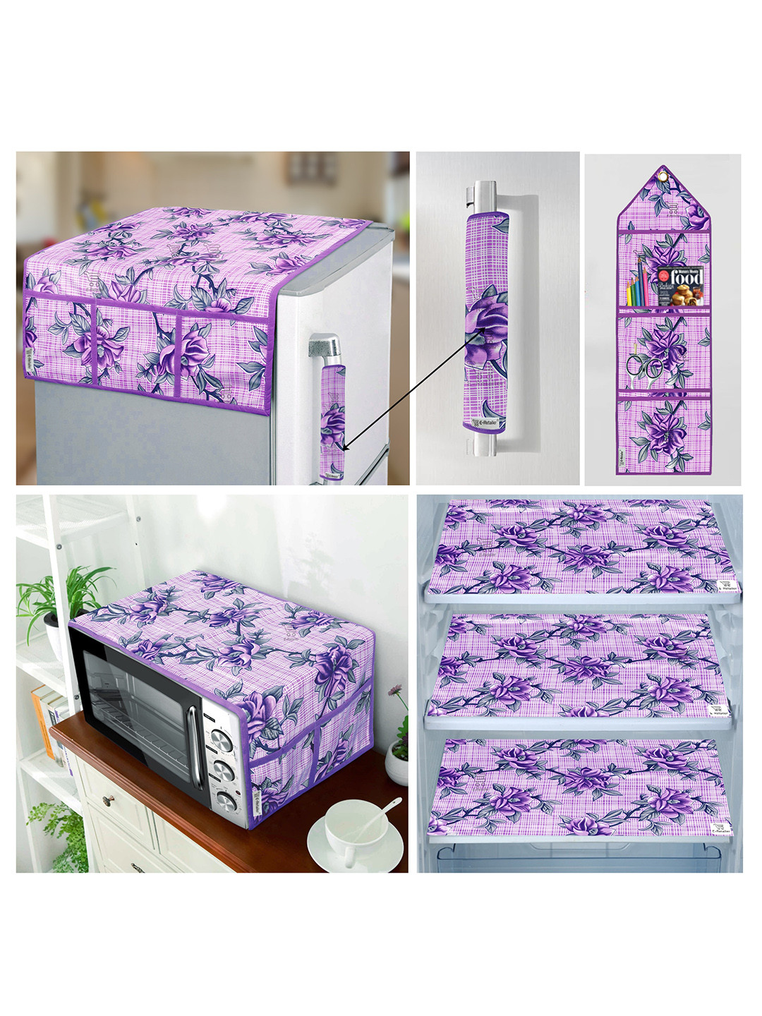 E-Retailer 7 Pieces Purple Printed Fridge & Oven Cover with Wall Hanging Storage Organiser
E-Retailer 7 Pieces Purple Printed Fridge & Oven Cover with Wall Hanging Storage Organiser