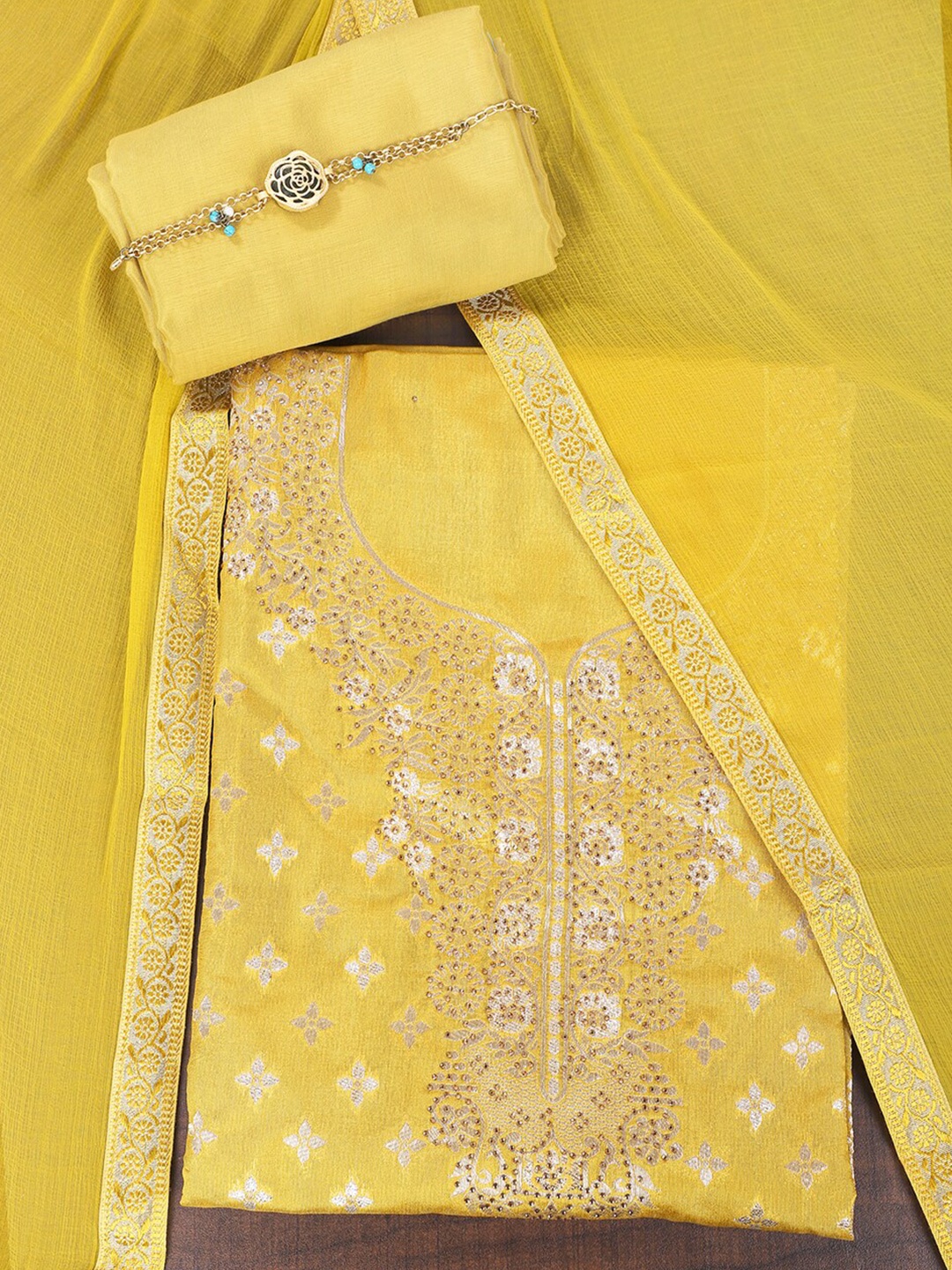 SALWAR STUDIO Ethnic Motifs Woven Design Beads and Stones Unstitched Dress Material, Green
SALWAR STUDIO Ethnic Motifs Woven Design Beads and Stones Unstitched Dress Material, Green