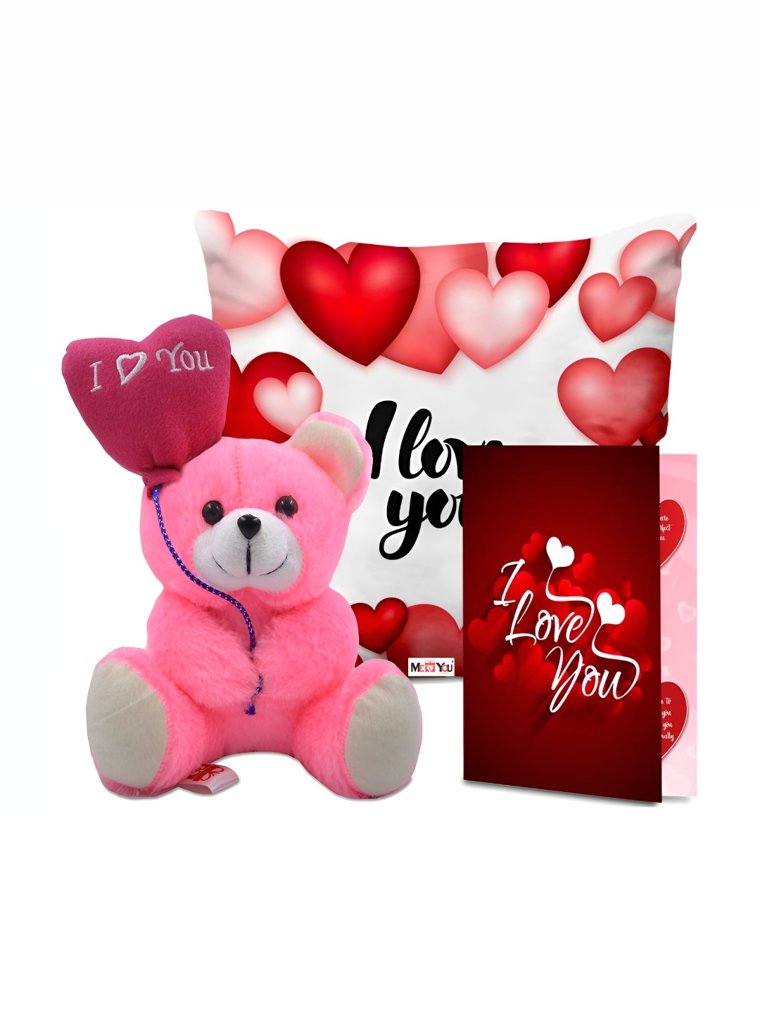 ME & YOU Pink & Red 3 Pieces Printed Cushion Teddy & Greeting Card Valentine Gift Set
ME & YOU Pink & Red 3 Pieces Printed Cushion Teddy & Greeting Card Valentine Gift Set