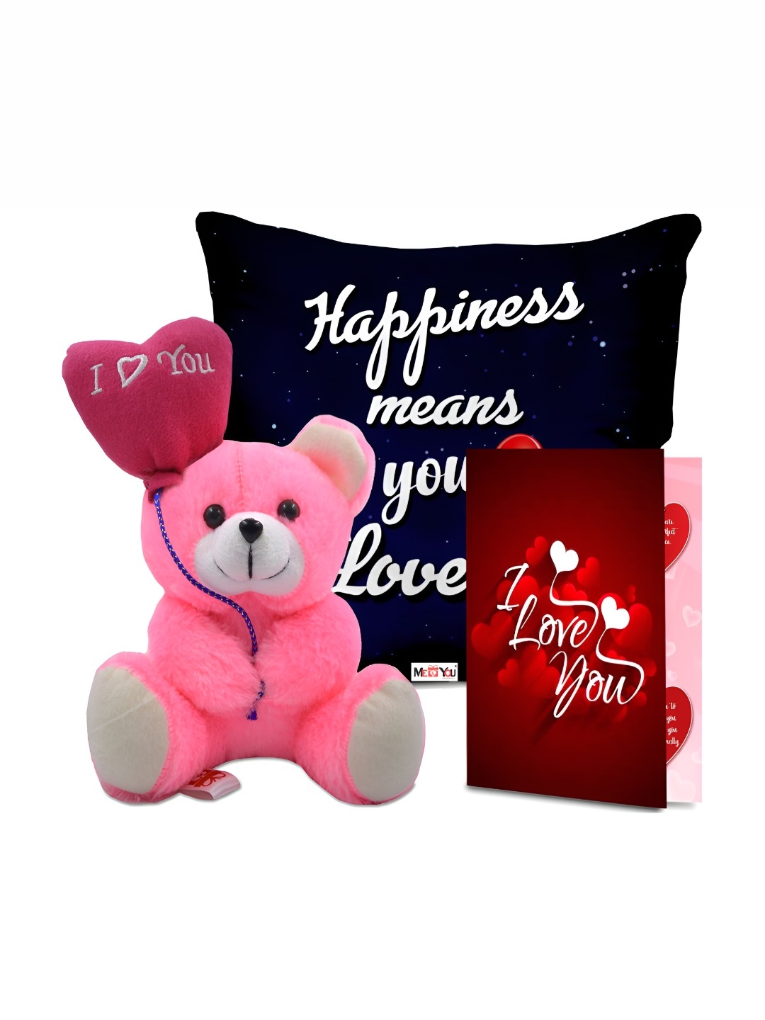 ME & YOU 3-Pcs Blue & Pink Printed Cushion Teddy & Greeting Card Valentine Gift Set
ME & YOU 3-Pcs Blue & Pink Printed Cushion Teddy & Greeting Card Valentine Gift Set