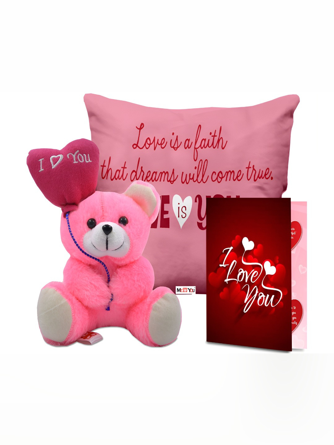 ME & YOU 3-Pcs Pink &Red Printed Cushion Teddy & Greeting Card Valentine Gift Set
ME & YOU 3-Pcs Pink &Red Printed Cushion Teddy & Greeting Card Valentine Gift Set