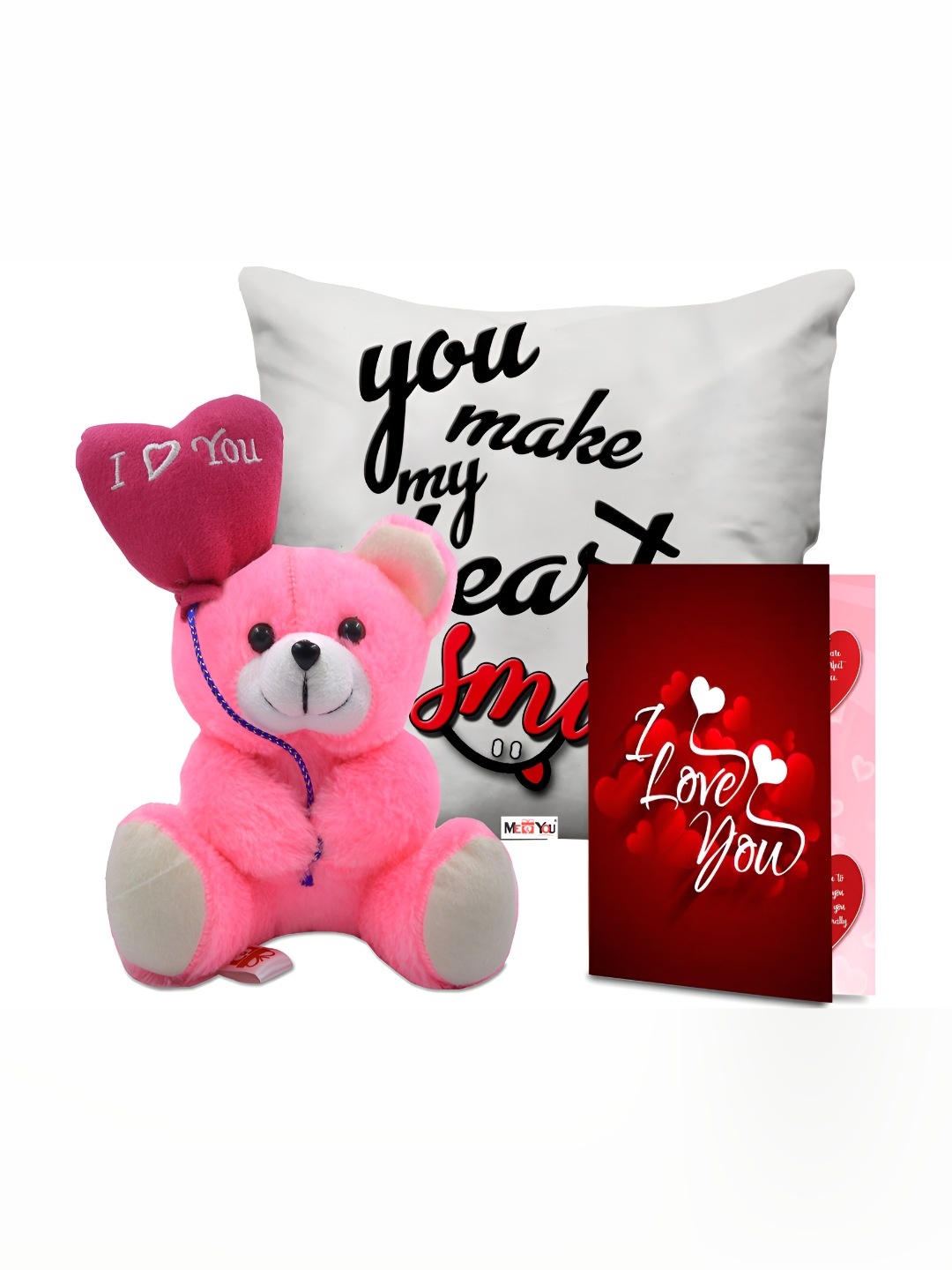 ME & YOU 3-Pcs White & Pink Printed Cushion Teddy & Greeting Card Valentine Gift Set
ME & YOU 3-Pcs White & Pink Printed Cushion Teddy & Greeting Card Valentine Gift Set
