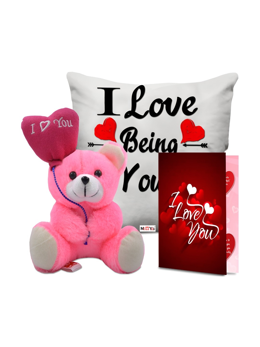 ME & YOU 3-Pcs White & Pink Printed Cushion Teddy & Greeting Card Valentine Gift Set
ME & YOU 3-Pcs White & Pink Printed Cushion Teddy & Greeting Card Valentine Gift Set