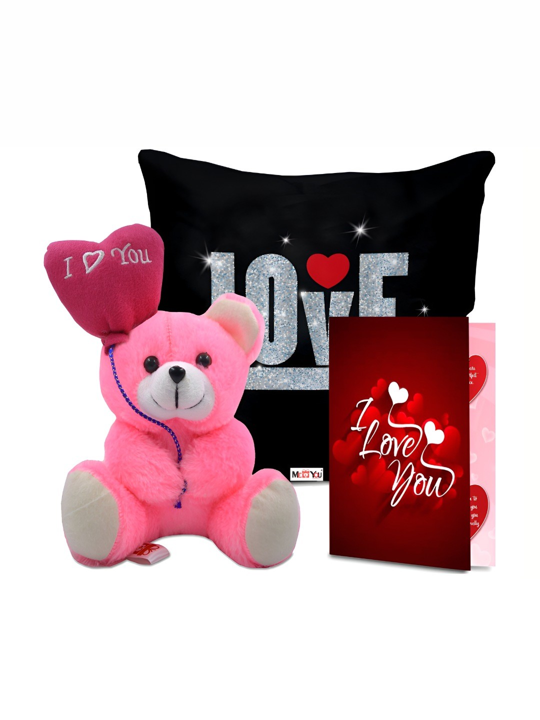 ME & YOU Black & Pink 3 Pieces Printed Cushion Teddy & Greeting Card Valentine Gift Set
ME & YOU Black & Pink 3 Pieces Printed Cushion Teddy & Greeting Card Valentine Gift Set