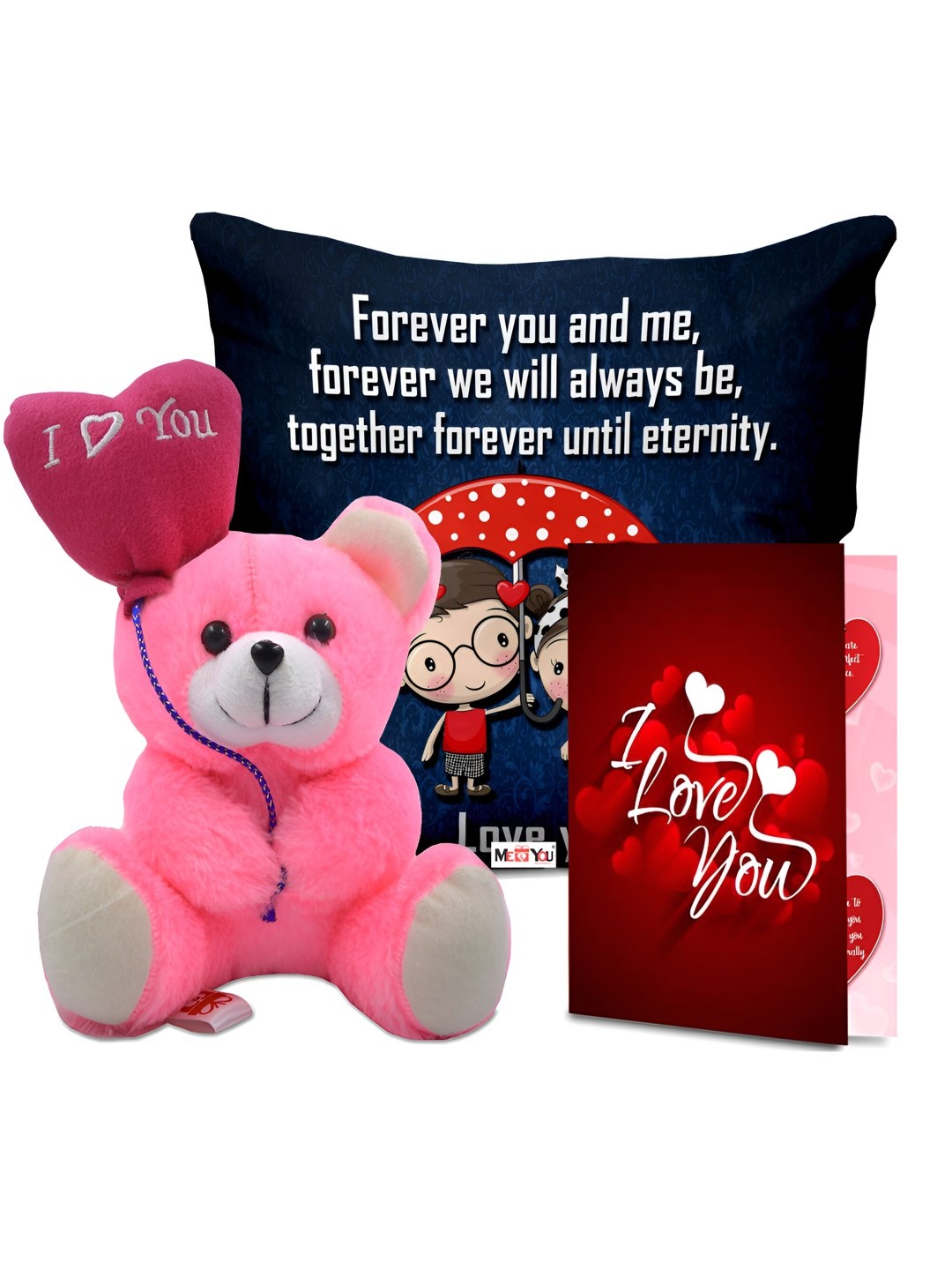 ME & YOU Pink & Red 3 Pieces Printed Cushion Teddy & Greeting Card Valentine Gift Set
ME & YOU Pink & Red 3 Pieces Printed Cushion Teddy & Greeting Card Valentine Gift Set