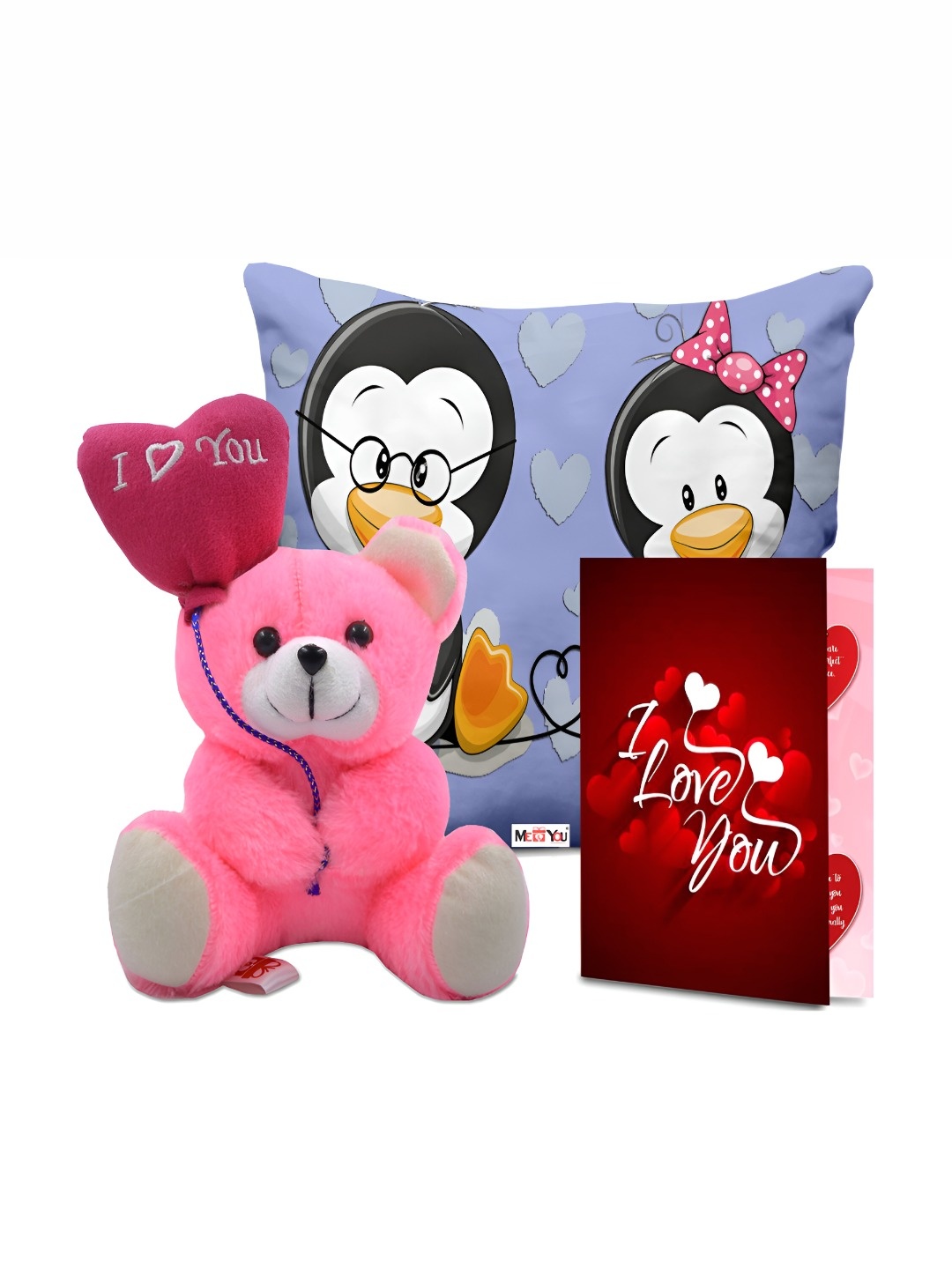 ME & YOU Blue & Pink 3 Pieces Printed Cushion Teddy & Greeting Card Valentine Gift Set
ME & YOU Blue & Pink 3 Pieces Printed Cushion Teddy & Greeting Card Valentine Gift Set