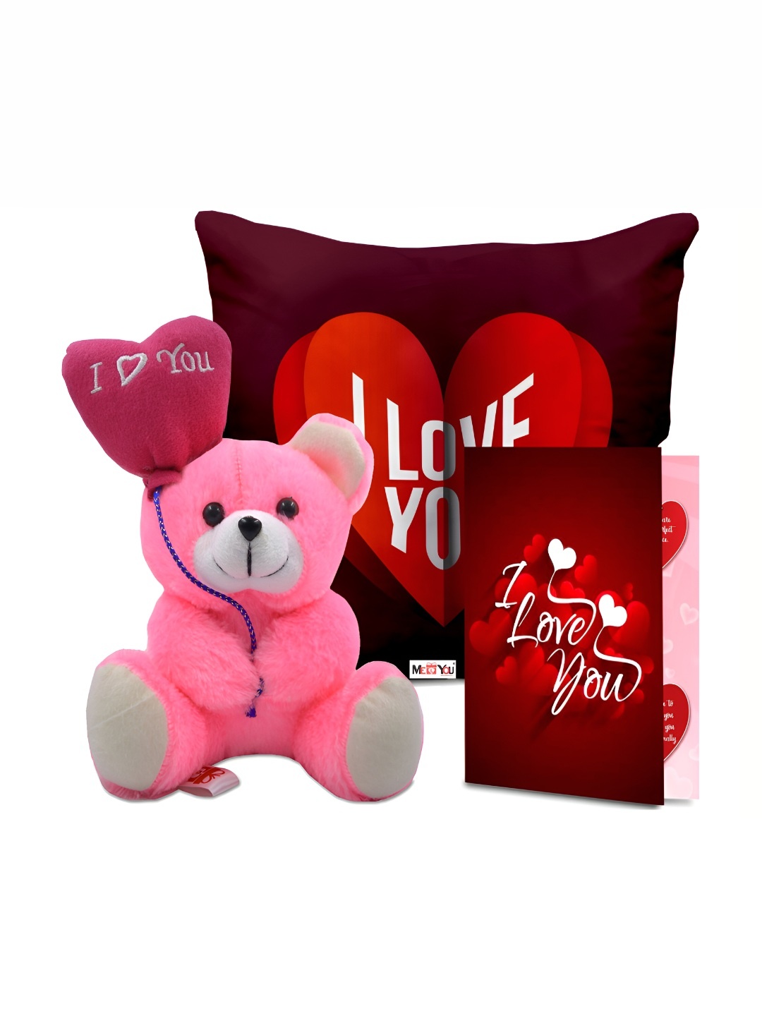 ME & YOU Red & Pink 3 Pieces Printed Cushion Teddy & Greeting Card Valentine Gift Set
ME & YOU Red & Pink 3 Pieces Printed Cushion Teddy & Greeting Card Valentine Gift Set