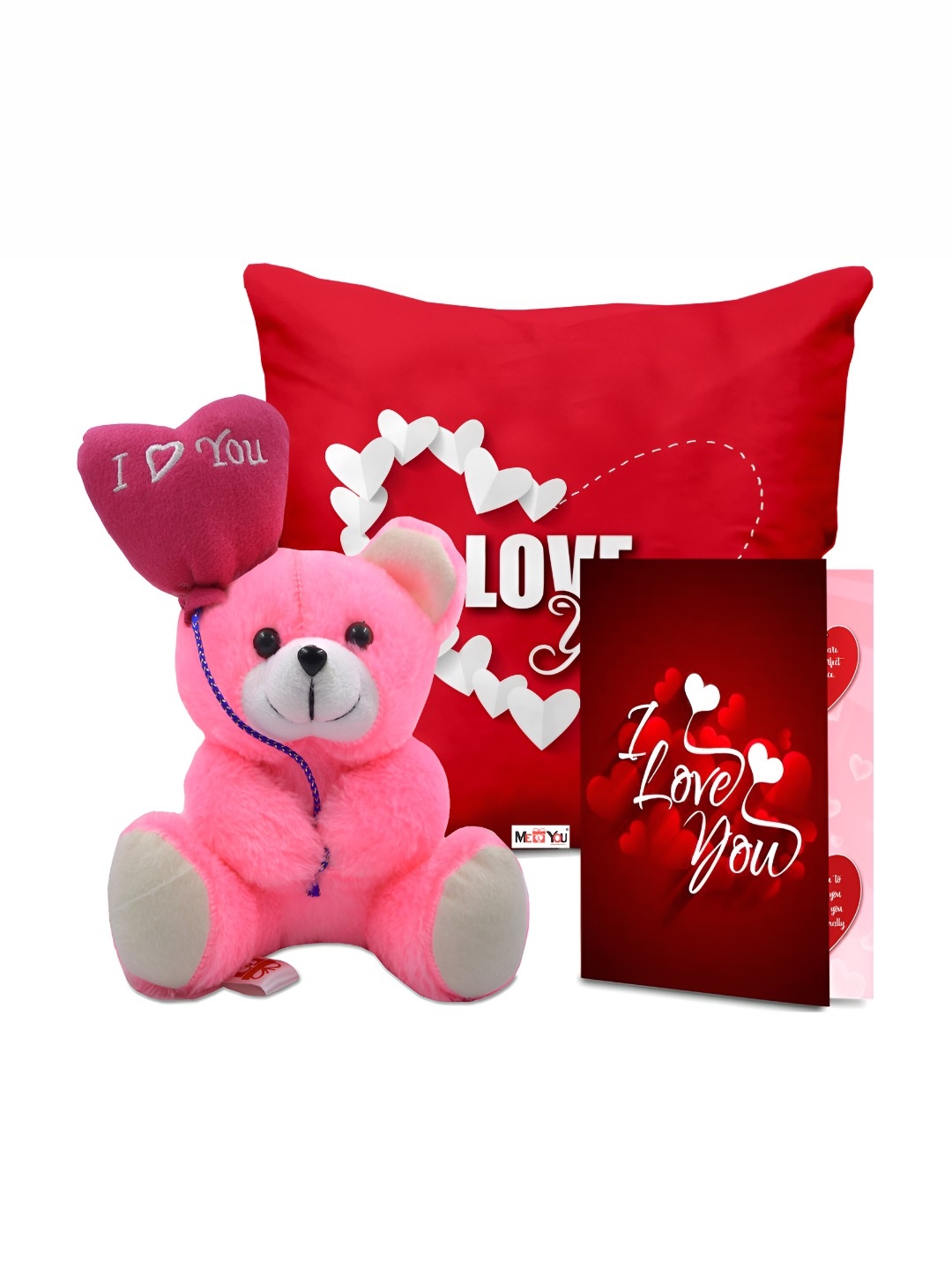 ME & YOU Red & Pink 3 Pieces Printed Cushion Teddy & Greeting Card Valentine Gift Set
ME & YOU Red & Pink 3 Pieces Printed Cushion Teddy & Greeting Card Valentine Gift Set