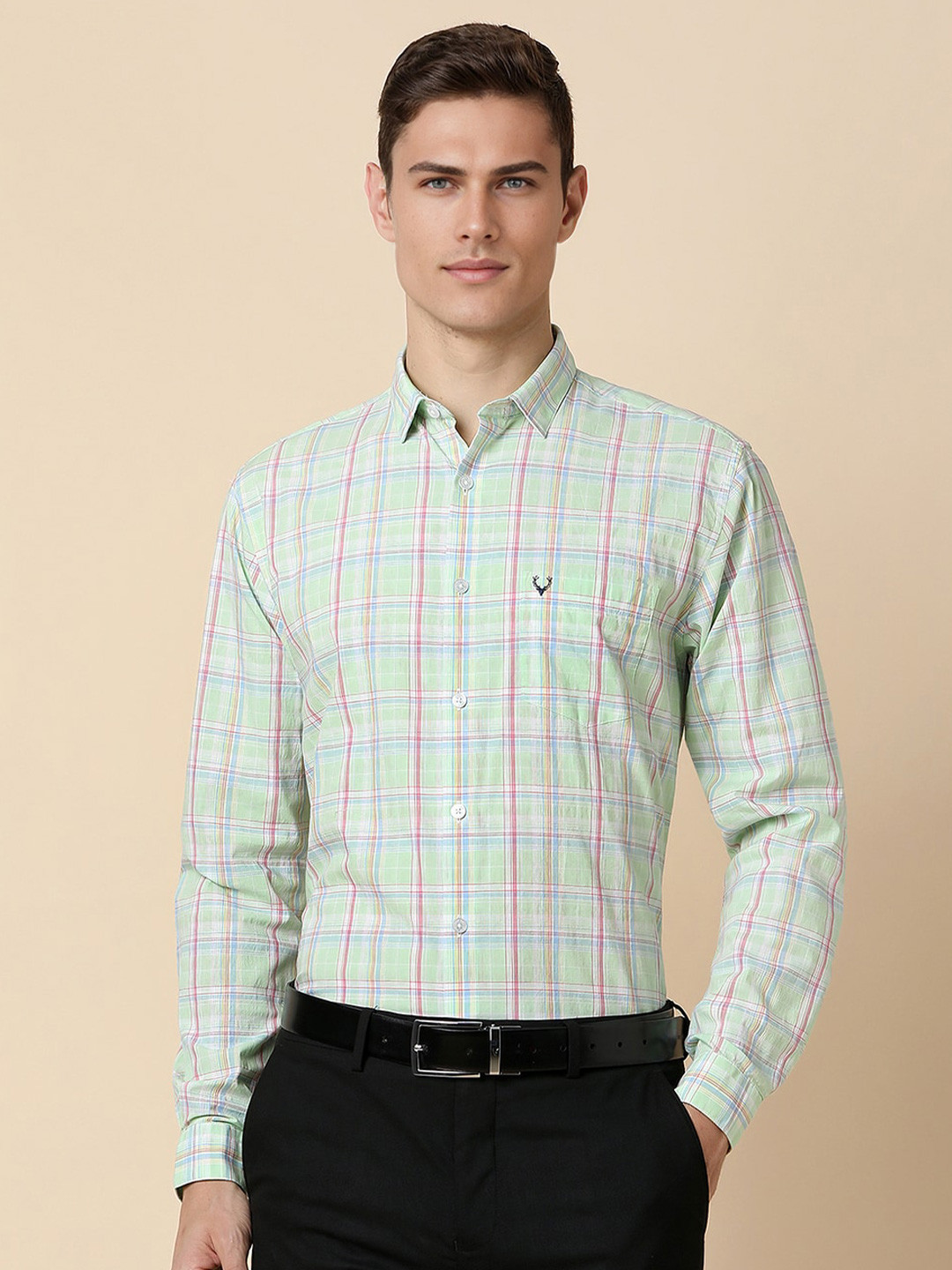 Allen Solly Slim Fit Checked Spread Collar Long Sleeves Cotton Formal Shirt, Green
Allen Solly Slim Fit Checked Spread Collar Long Sleeves Cotton Formal Shirt, Green
