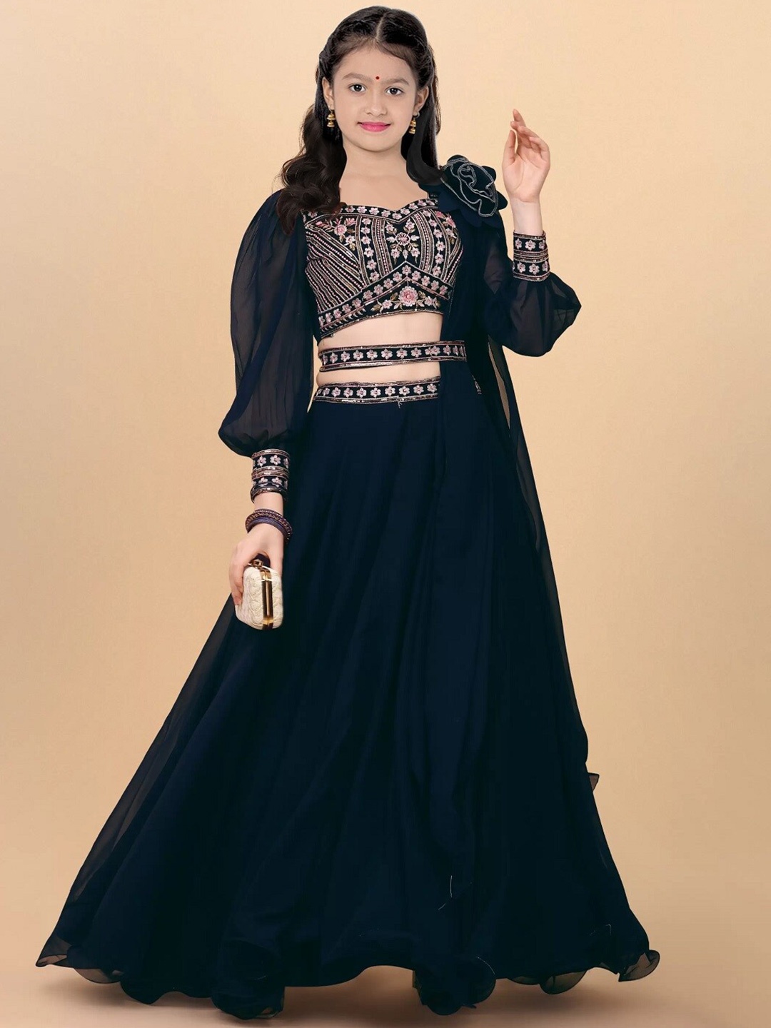 BAESD Girls Embroidered Semi-Stitched Lehenga & Unstitched Blouse With Dupatta, Blue
BAESD Girls Embroidered Semi-Stitched Lehenga & Unstitched Blouse With Dupatta, Blue