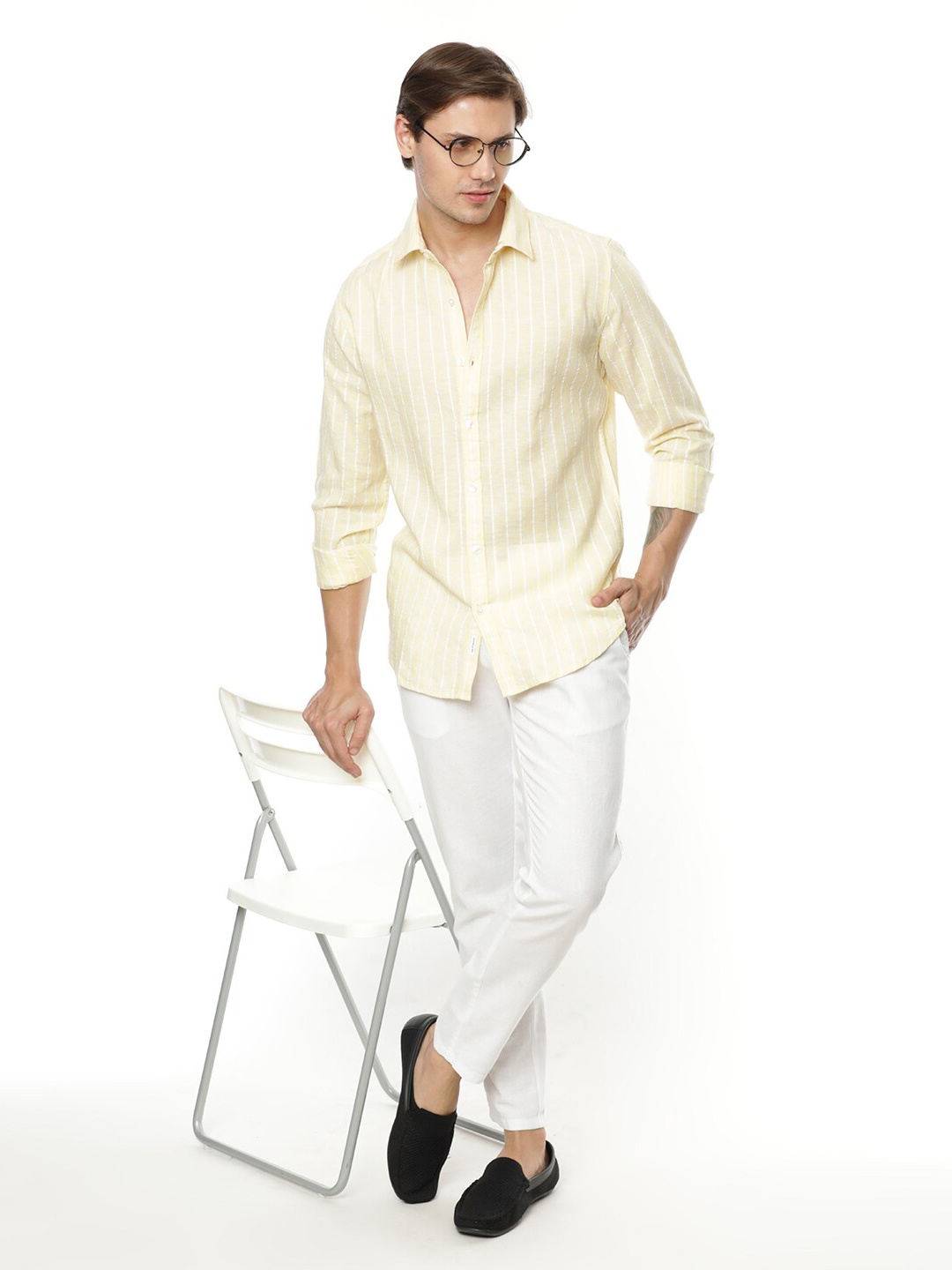 FLY 69 Premium Slim Fit Vertical Striped Spread Collar Cotton Linen Casual Shirt, Yellow
FLY 69 Premium Slim Fit Vertical Striped Spread Collar Cotton Linen Casual Shirt, Yellow