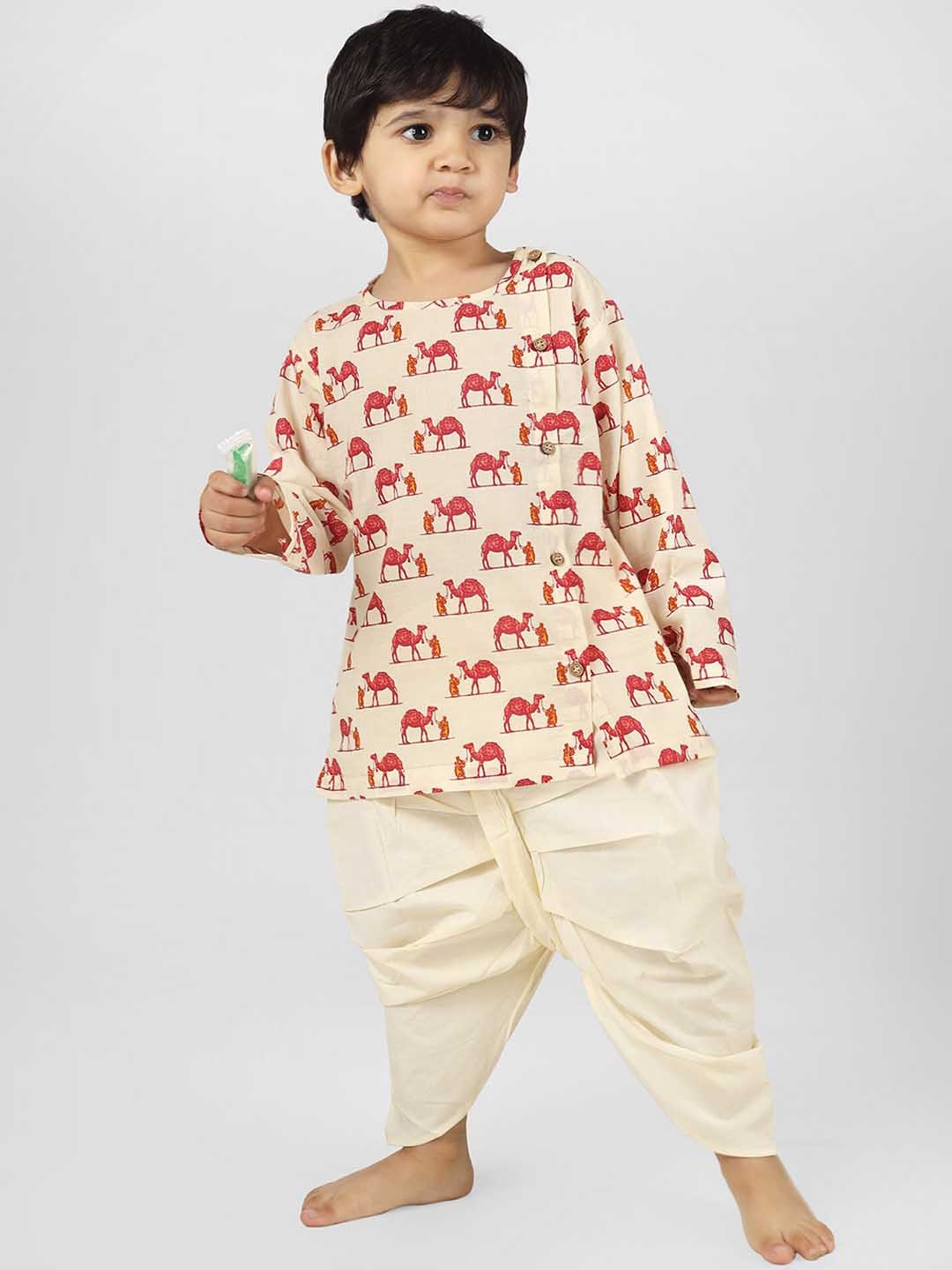 Polka Tots Kids Round Neck Long Sleeves Printed Regular Kurta with Dhoti Pants, Cream
Polka Tots Kids Round Neck Long Sleeves Printed Regular Kurta with Dhoti Pants, Cream